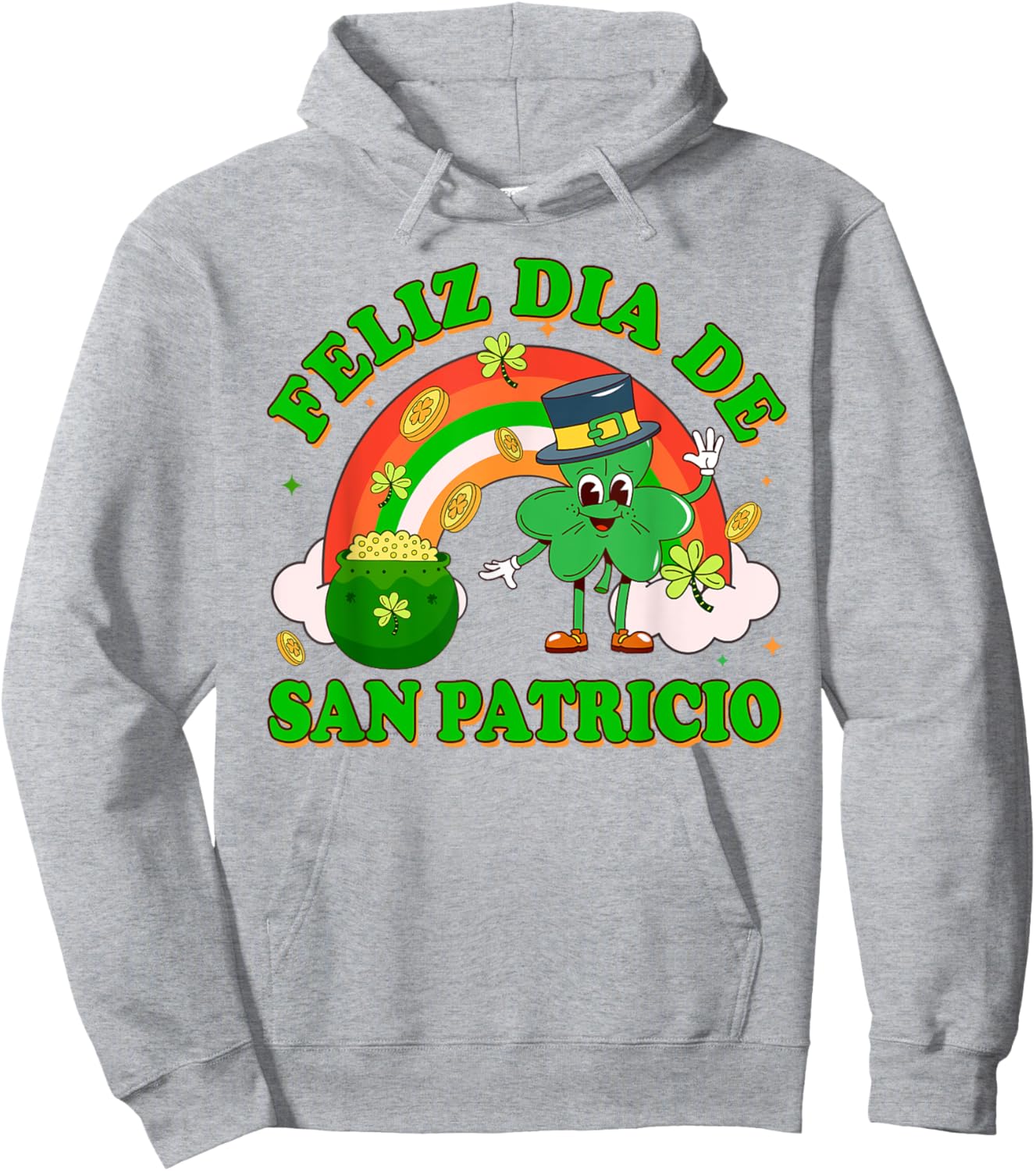 St. Patrick's Irish Lucky Shamrock Feliz Dia De San Patricio Hoodie - Hoodie | Ash