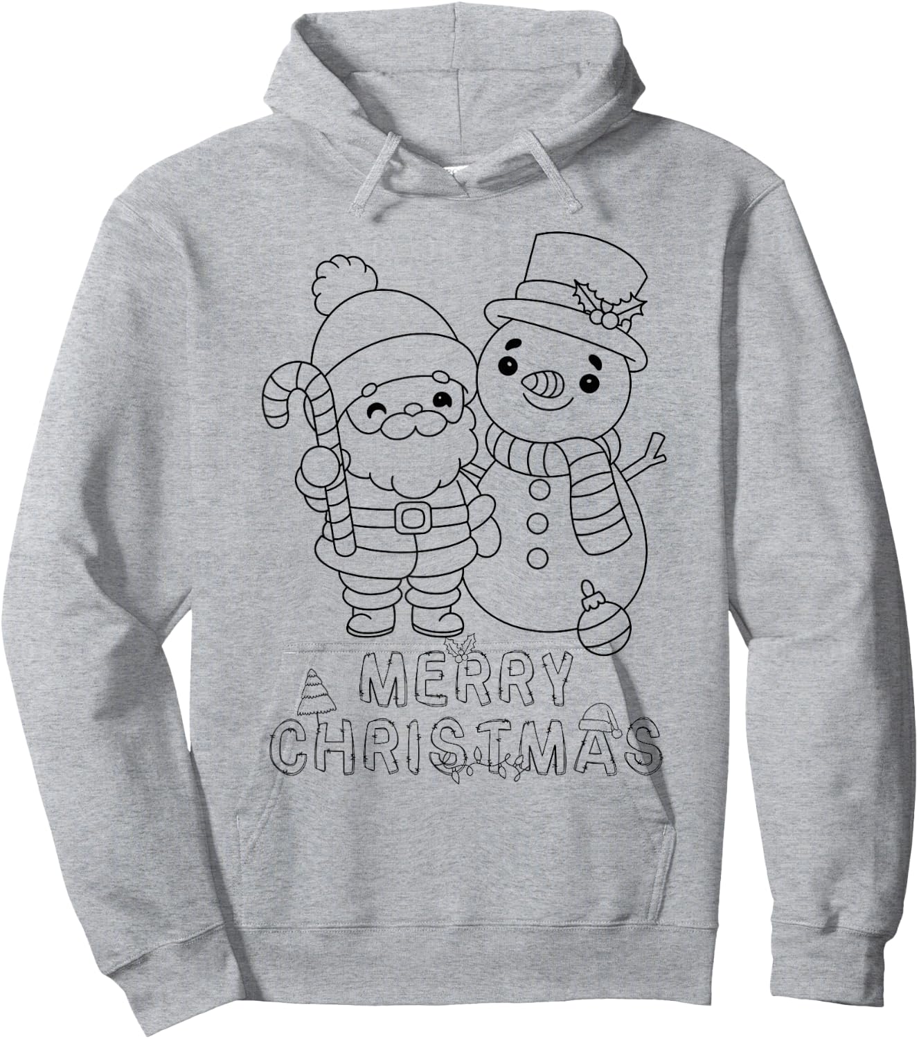 Merry Christmas Santa Claus Snowman XMAS DIY Kids Coloring Hoodie - Hoodie | Ash