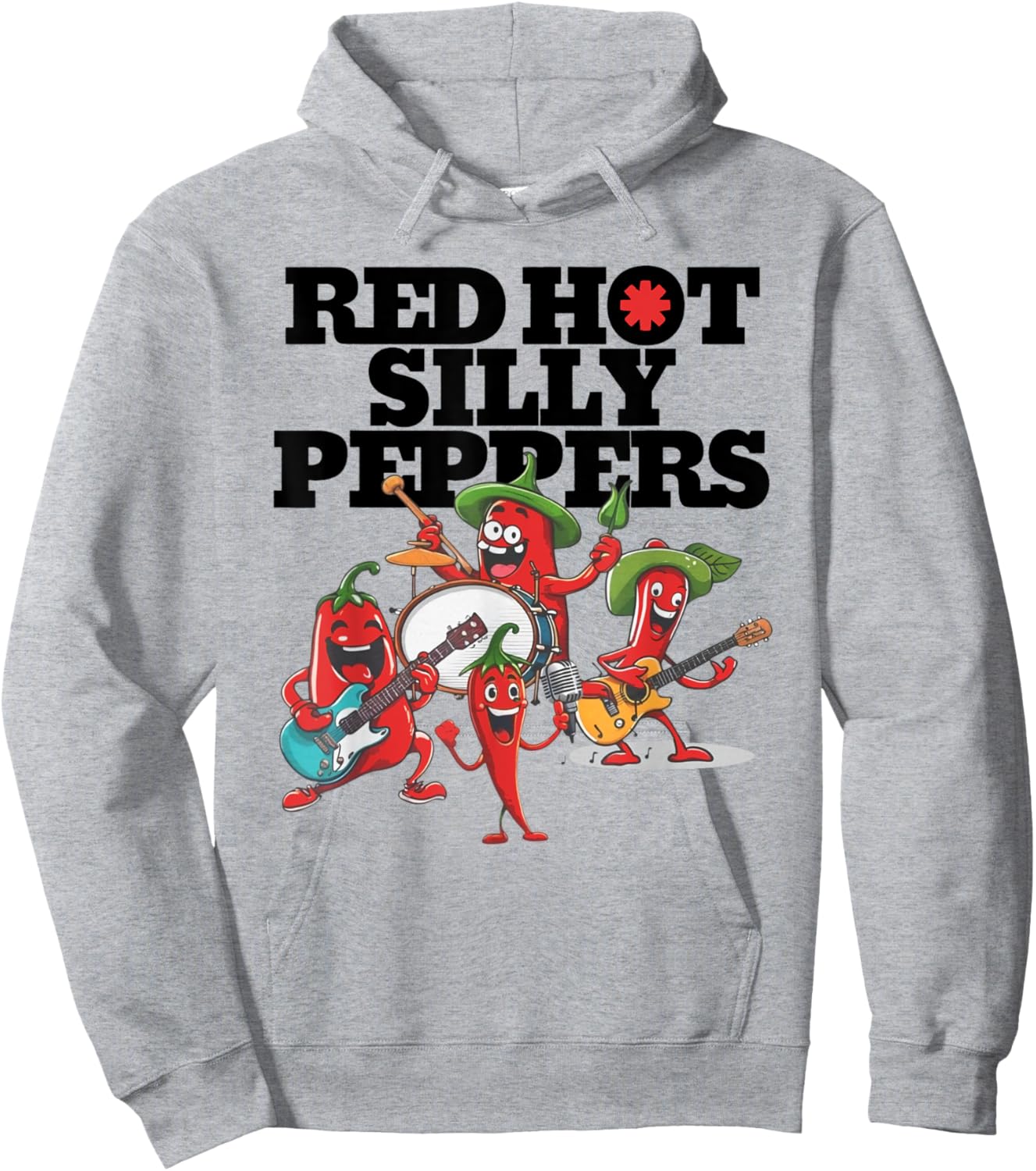 Red Hot Silly Peppers Funny Parody Cute Chilli Music Band Hoodie - Hoodie | Ash