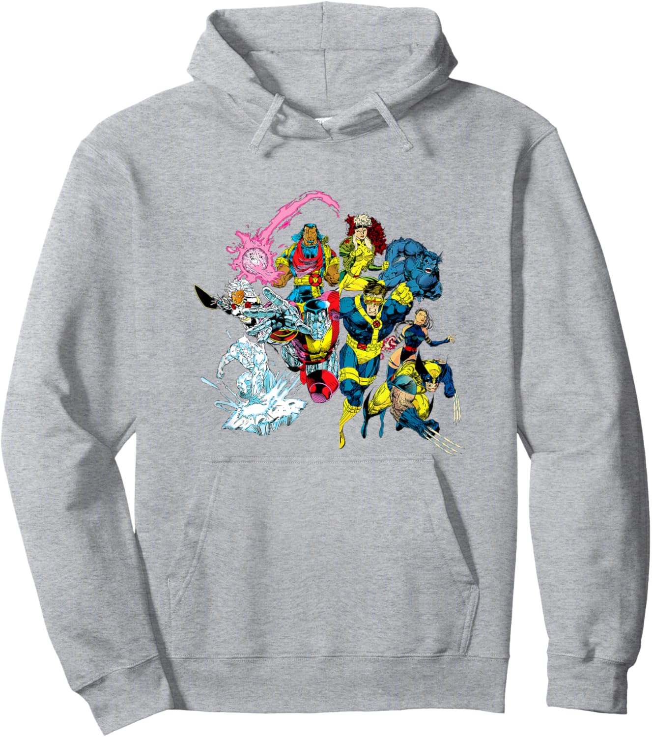 Marvel X-Men Classic Lineup Action Group Shot Retro Hoodie - Hoodie | Ash