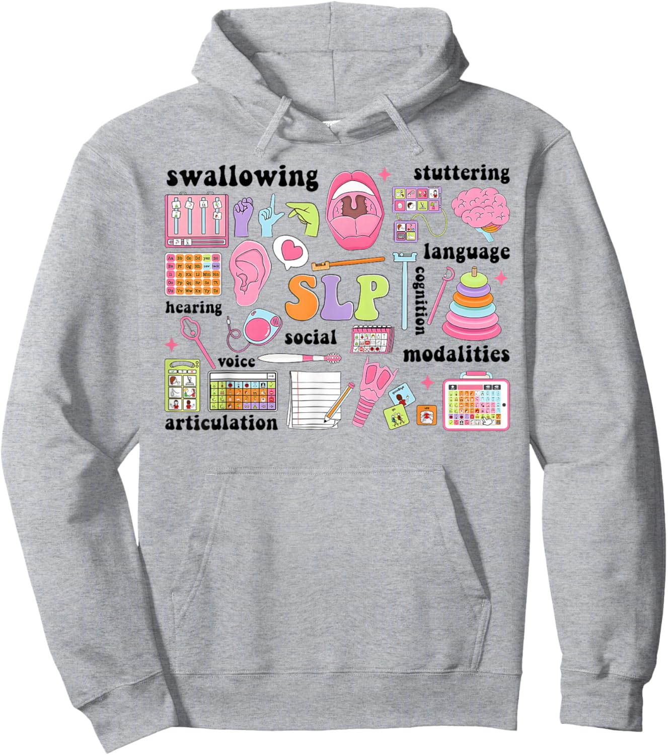 SLP Speech Therapy Speech Language Pathologist Appreciation Hoodie - Hoodie | Ash