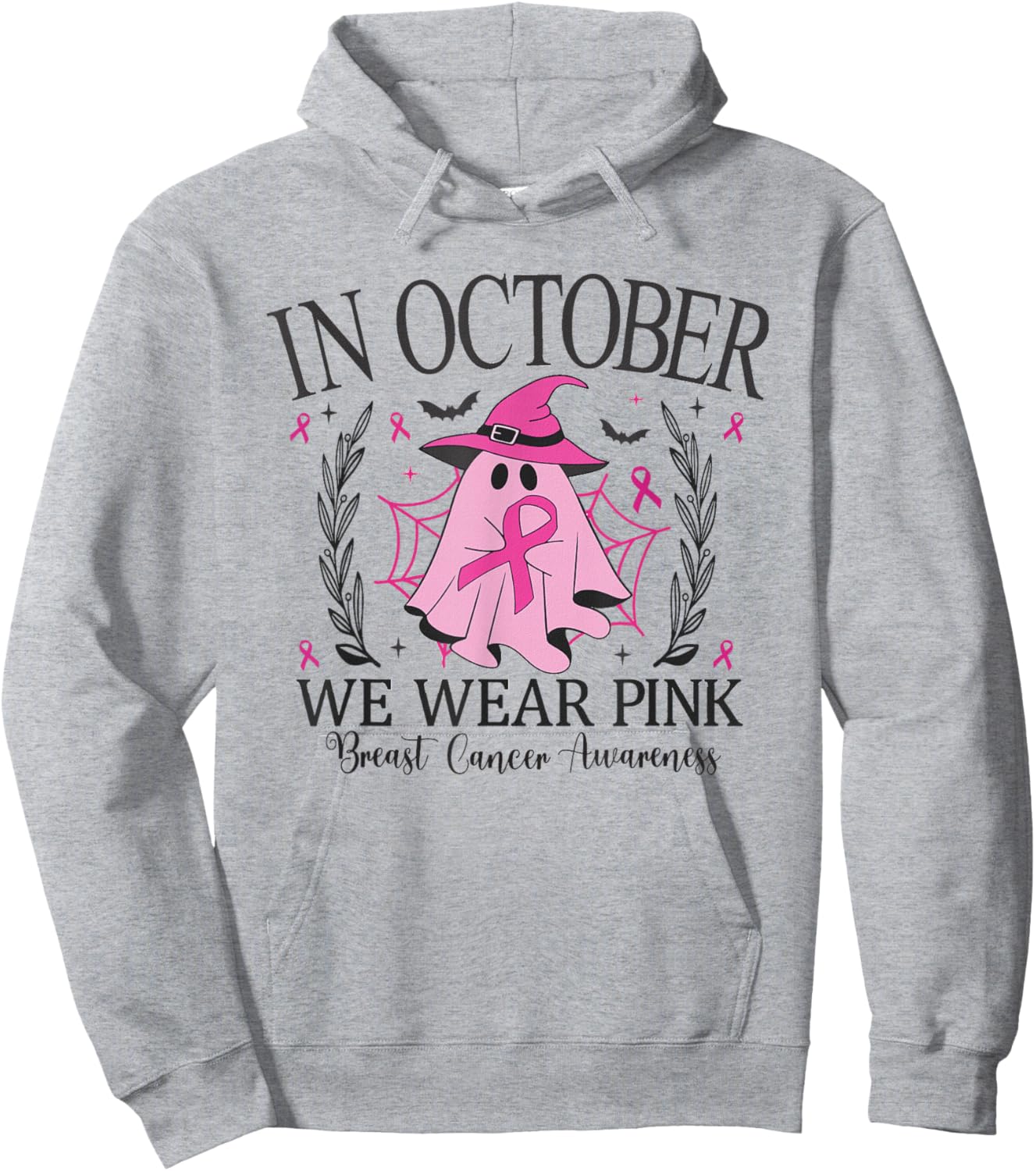 In October We Wear Pink Breast Cancer Awareness pink ribbon Hoodie - Hoodie | Ash