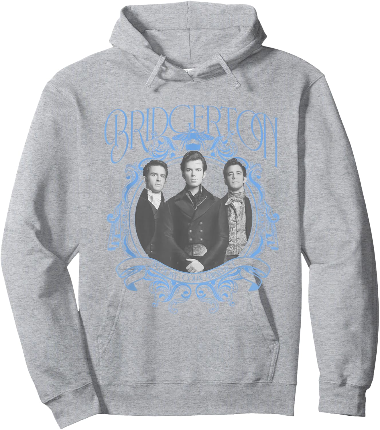 Bridgerton Vintage Chest Portrait - , Blue, Small, Short Sleeve, Classic Fit, Crew Collar, Polyester 65% Cotton 35% Hoodie - Hoodie | Ash