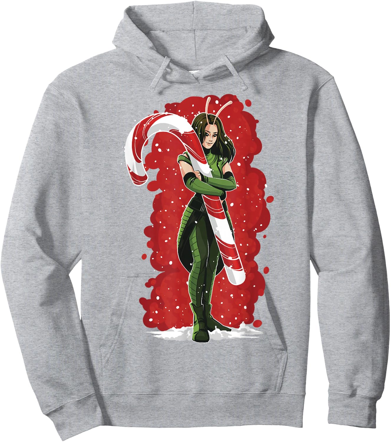 Marvel Guardians of The Galaxy Holiday Special Mantis Cane Hoodie - Hoodie | Ash