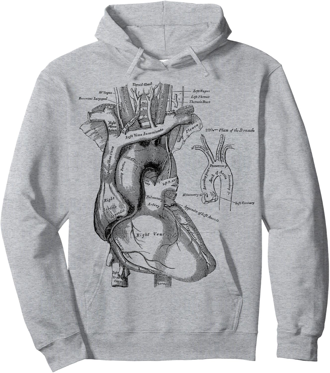 Vintage medical Human Heart Anatomy Illustration Hoodie - Hoodie | Ash