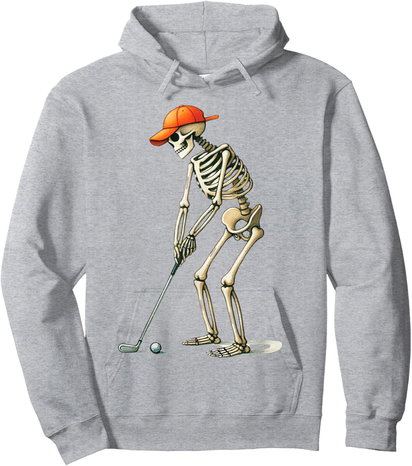 Skeleton Golf Halloween Golfer Golf Player Funny Men Dad Hoodie - Hoodie | Ash