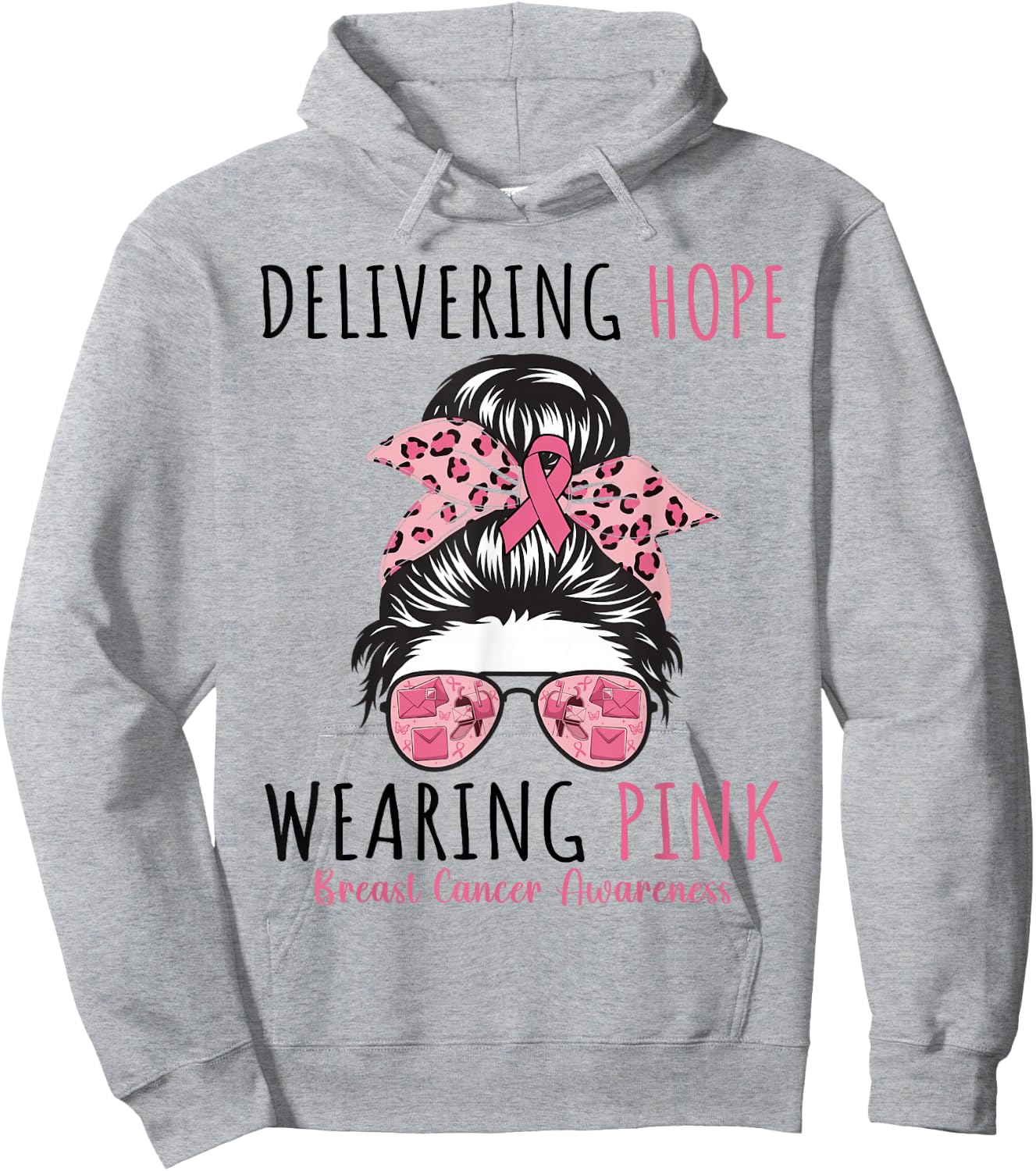 Postal Carrier Breast Cancer Awareness Women Pink Ribbon Hoodie - Hoodie | Ash