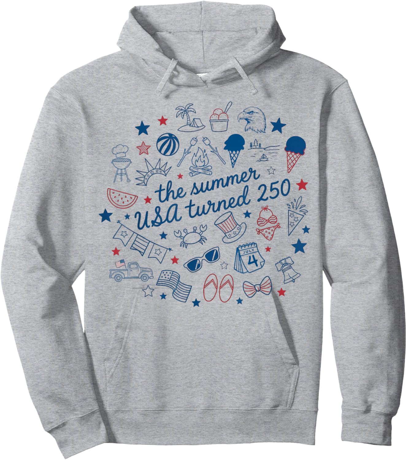 Retro The Summer USA Turned 250 America 250th Anniversary Hoodie - Hoodie | Ash