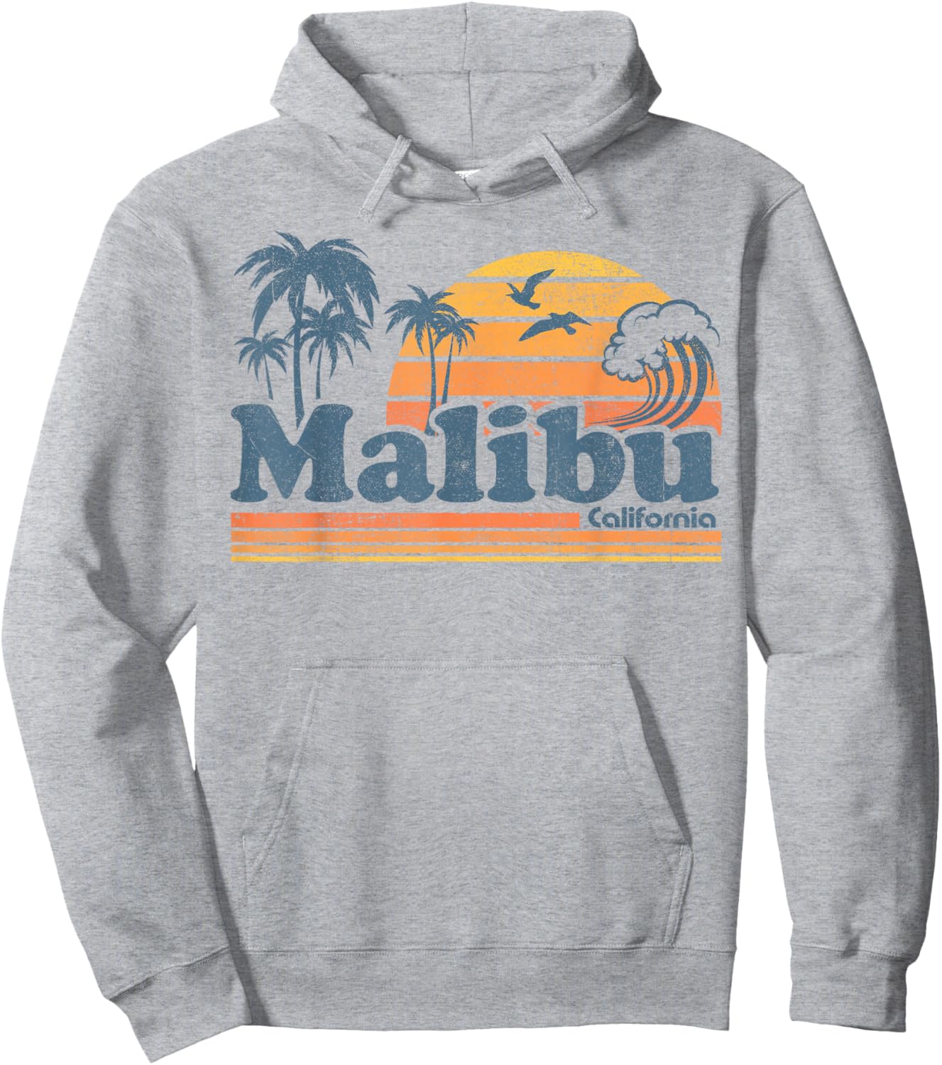Malibu California Beach Vacation Cute Vintage Cali 70s Retro Hoodie - Hoodie | Ash