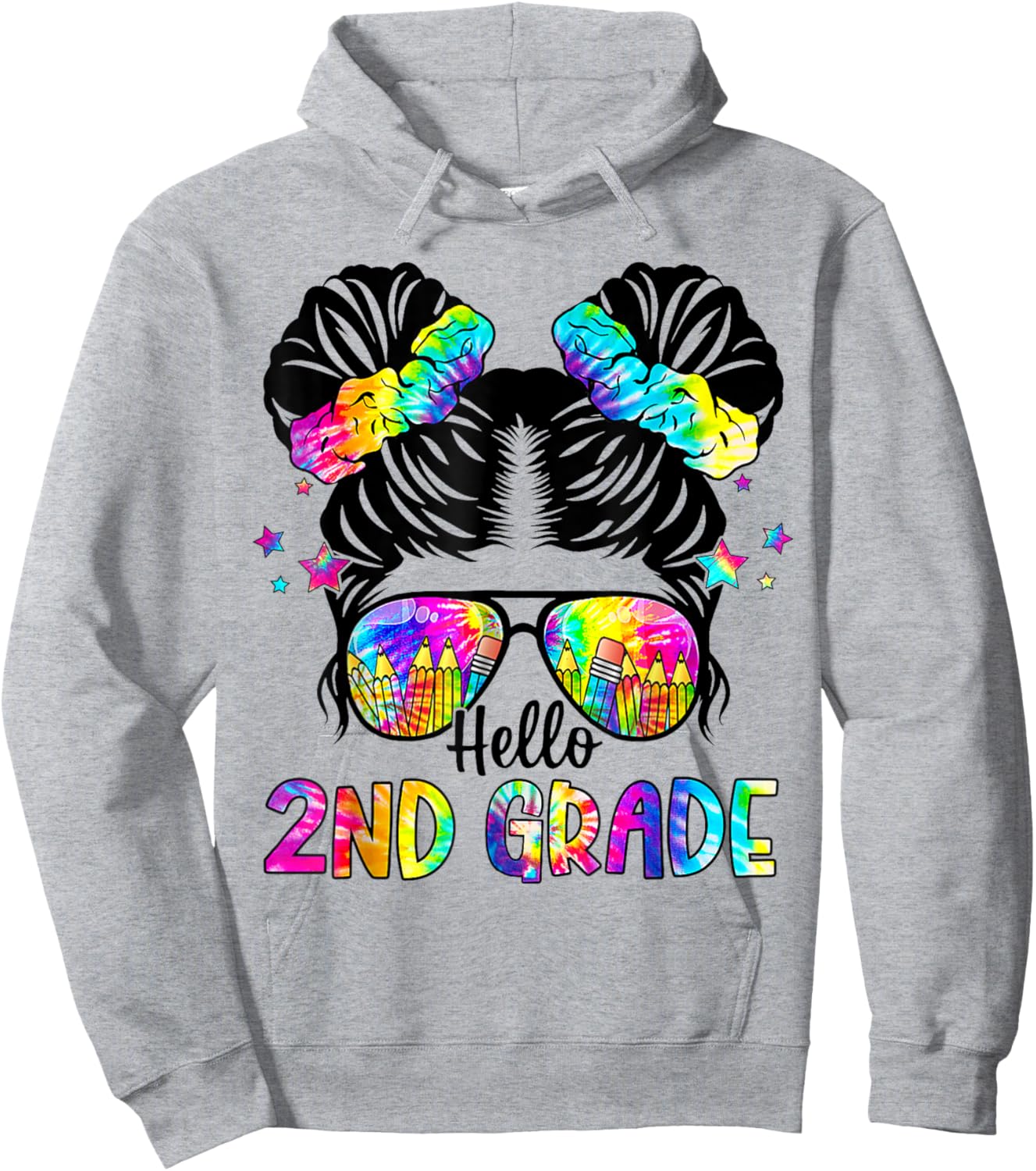 Hello 2nd Grade Messy Bun Team Second Grade Back To School Hoodie - Hoodie | Ash
