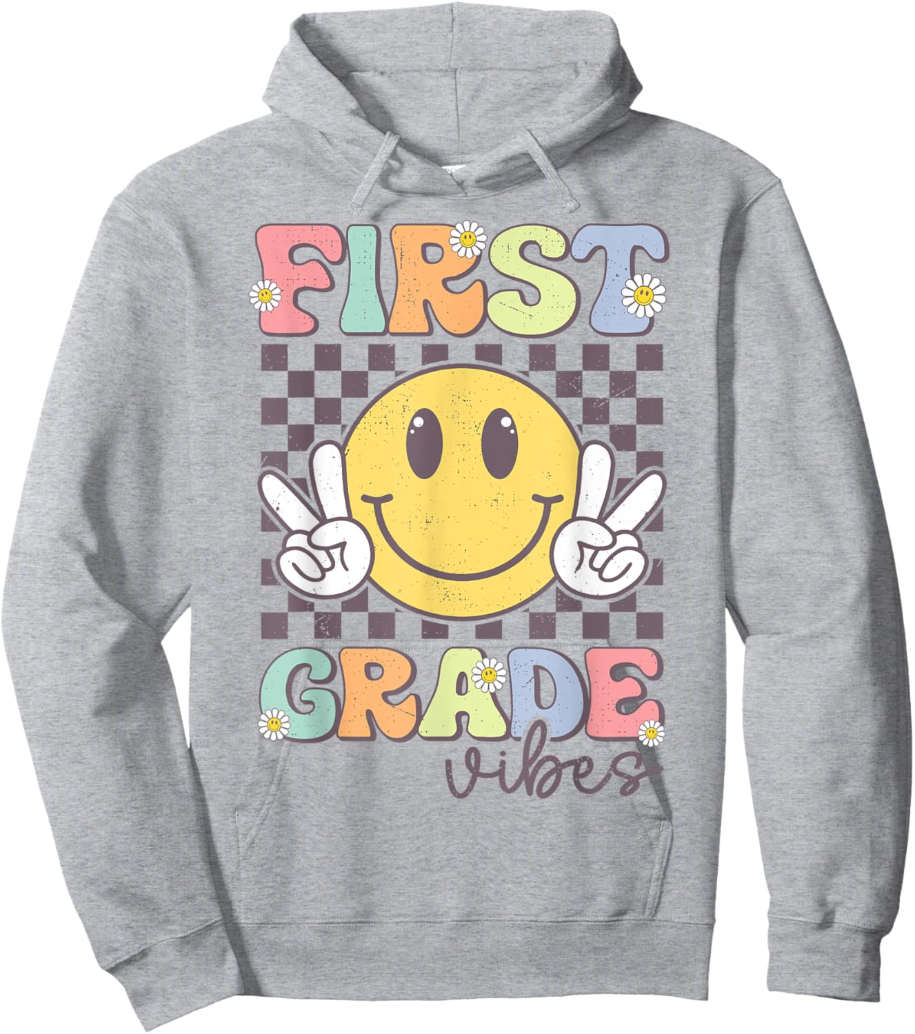 First Grade Vibes Smile Face 1st Grade Team Back To School Hoodie - Hoodie | Ash
