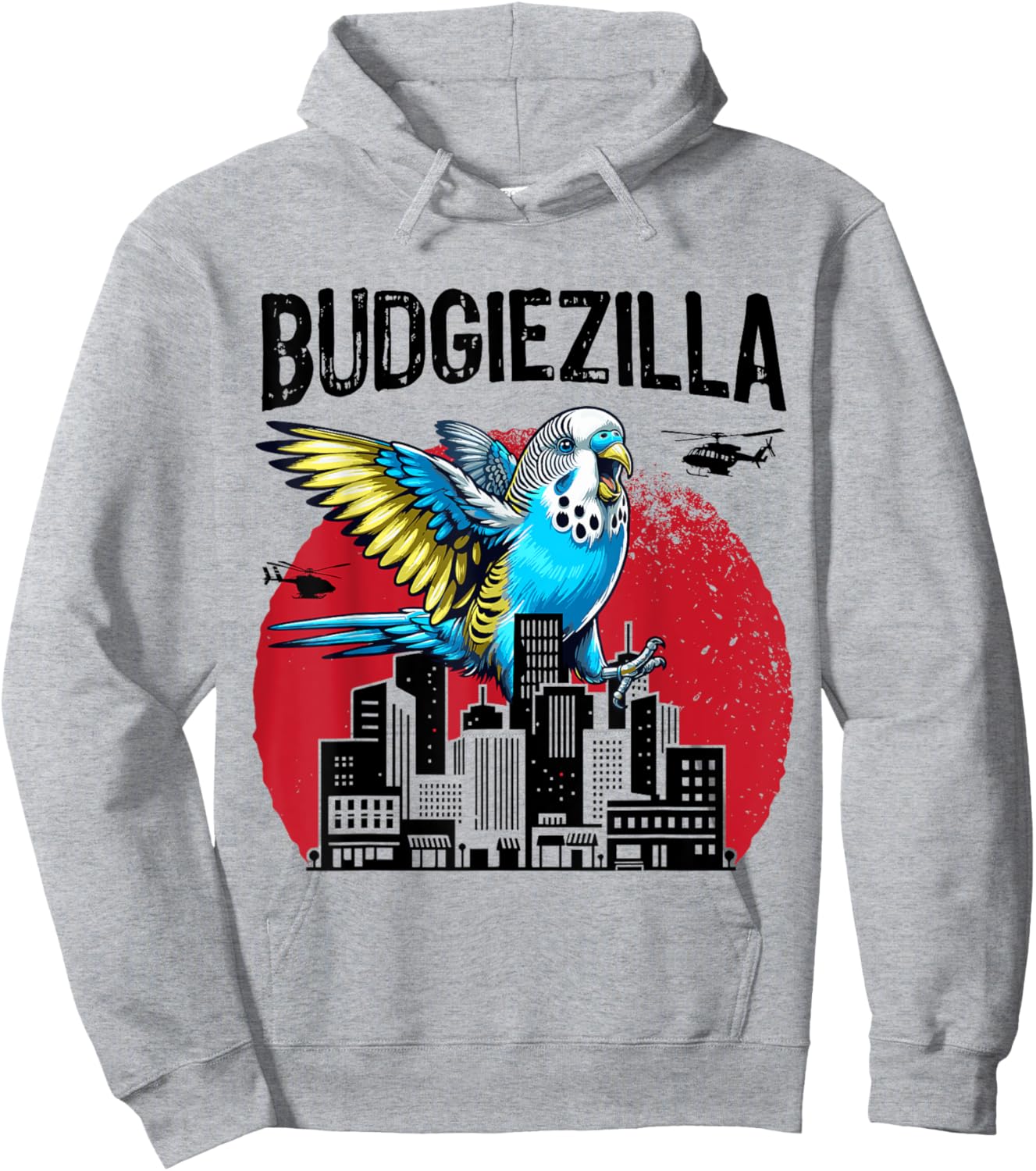 Budgiezilla Funny Parakeet Budgie Budgerigar Bird Lover Hoodie - Hoodie | Ash