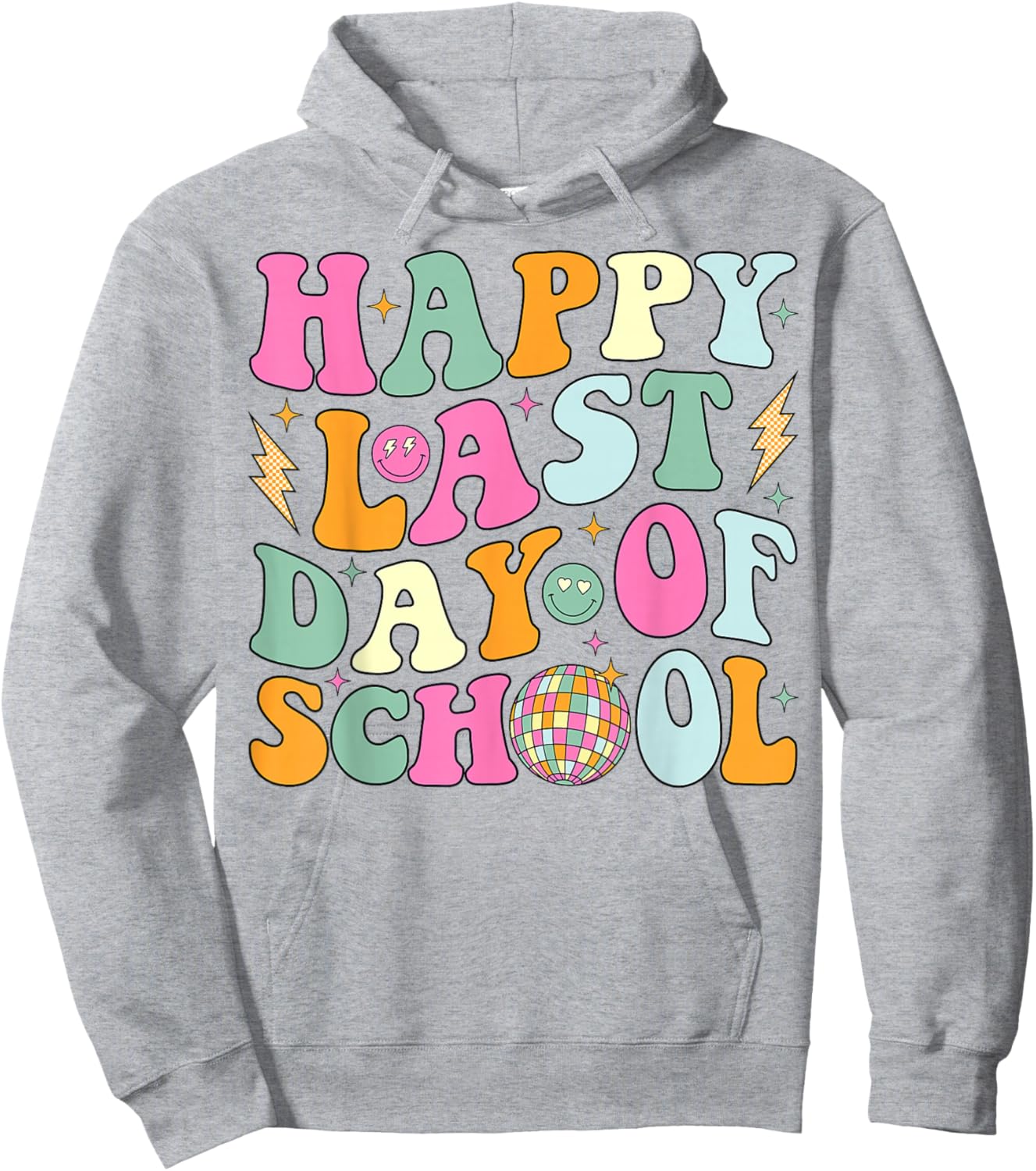Happy Last Day Of School Groovy Teacher Student Graduation Hoodie - Hoodie | Ash