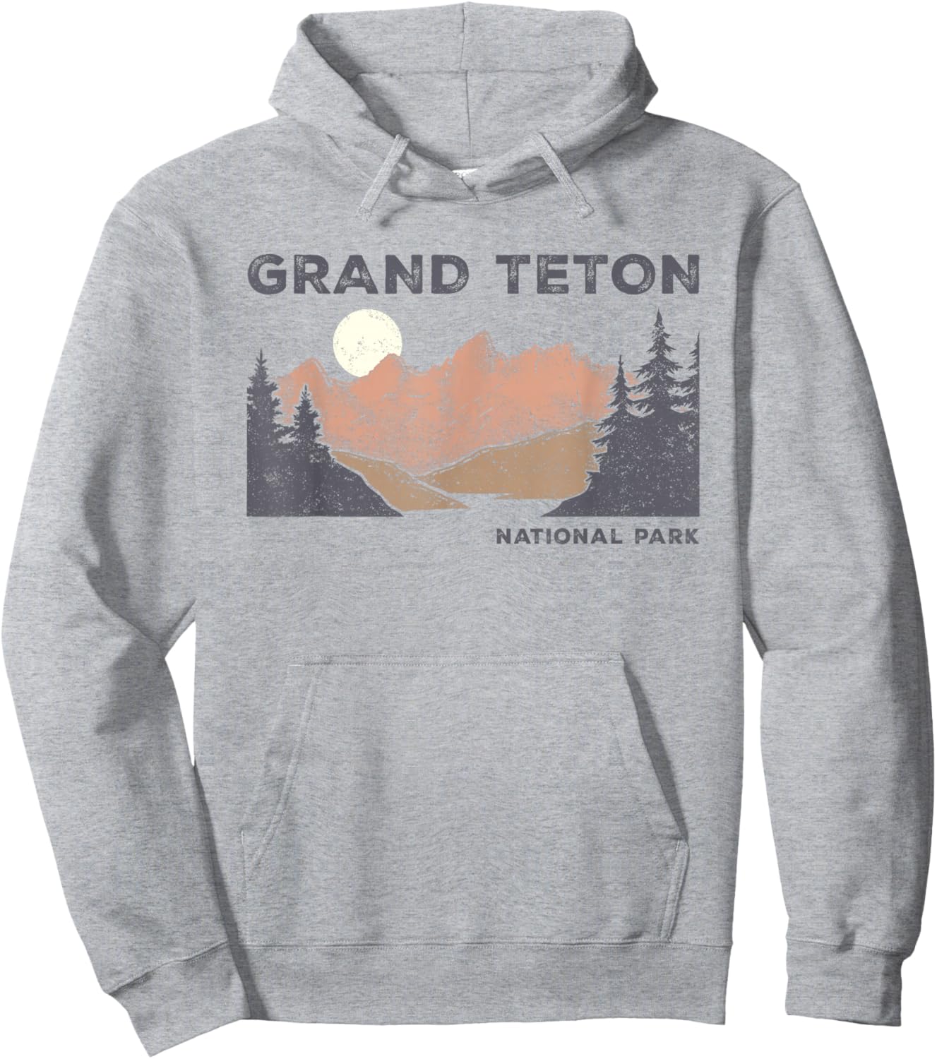 Retro Grand Teton National Park Wyoming Vintage Hoodie - Hoodie | Ash