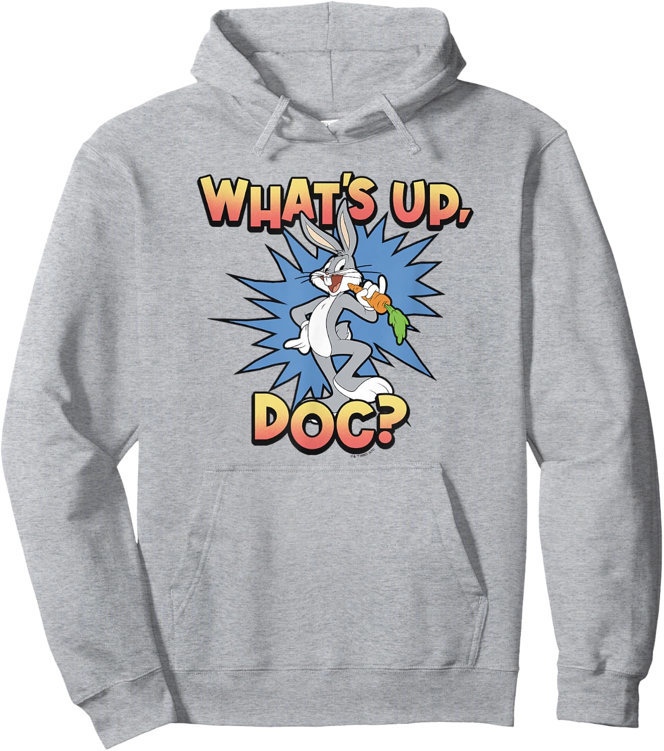 Looney Tunes Bugs Bunny Classic What's Up Doc Carrot Action Hoodie - Hoodie | Ash