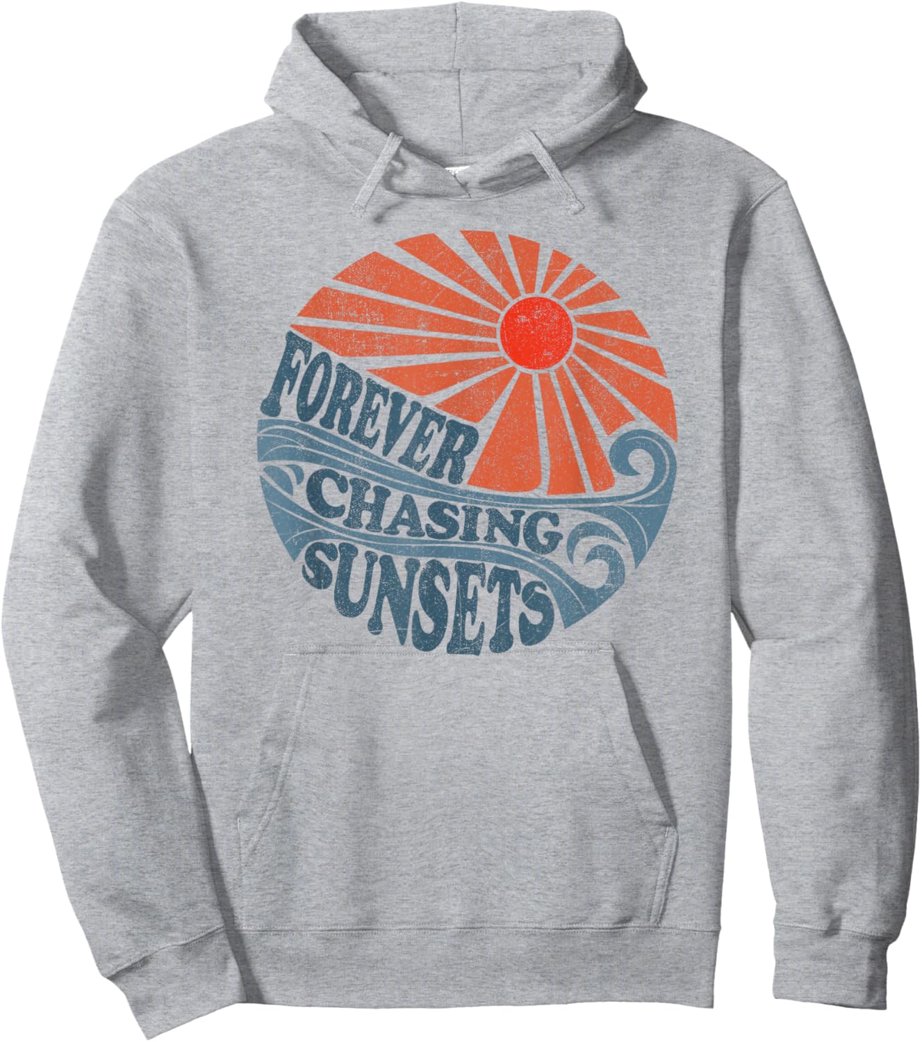 Vintage Forever Chasing Sunsets Retro 70's Beach Vacation Hoodie - Hoodie | Ash