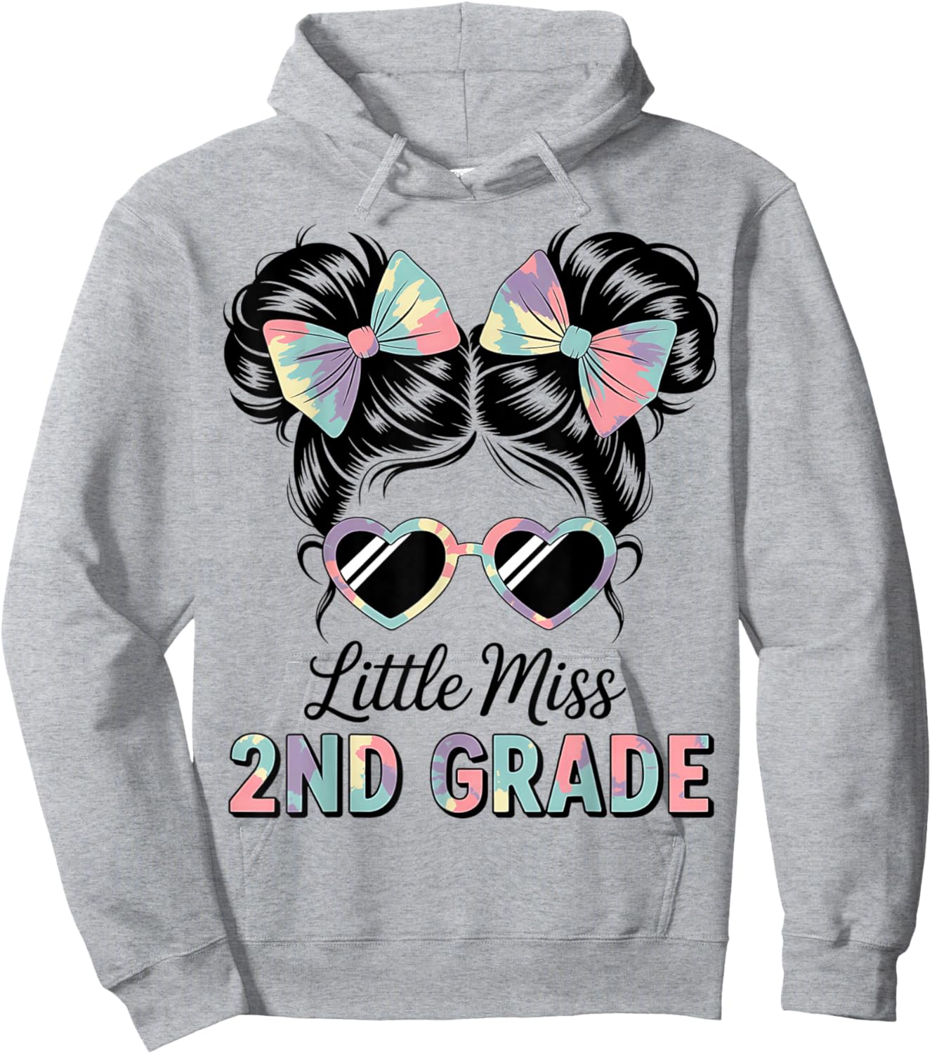 Little Miss 2nd Second Grade Messy Bun First Day Of School Hoodie - Hoodie | Ash