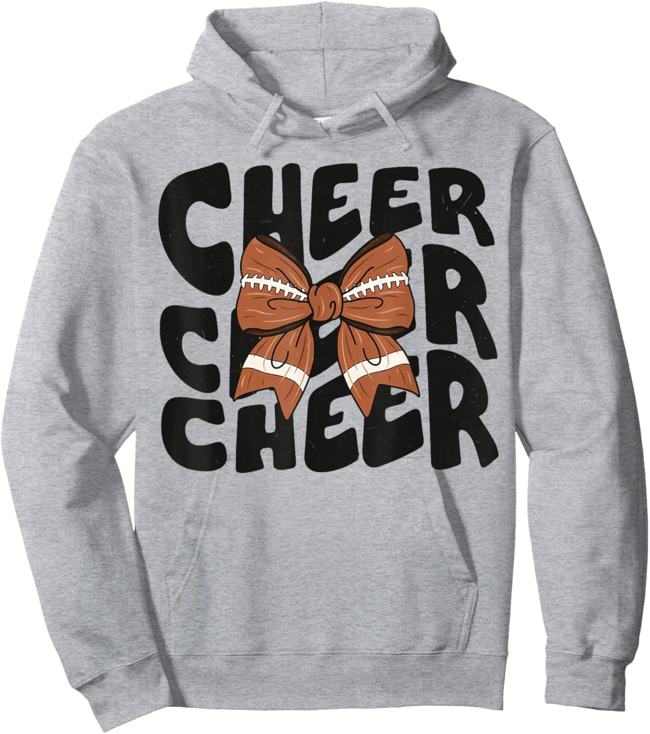 Cheer Coquette Bow American Football Game Day Thanksgiving Hoodie - Hoodie | Ash