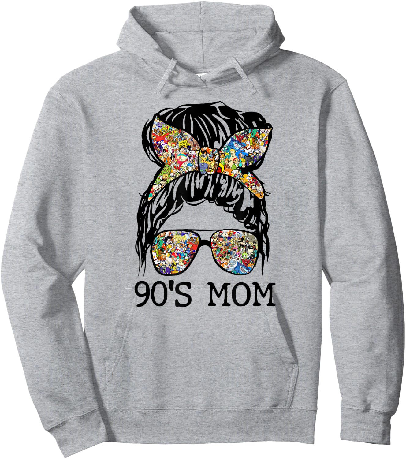 90's Mom Mama Momlife Mother's Day Present Mommy Messy Bun Hoodie - Hoodie | Ash