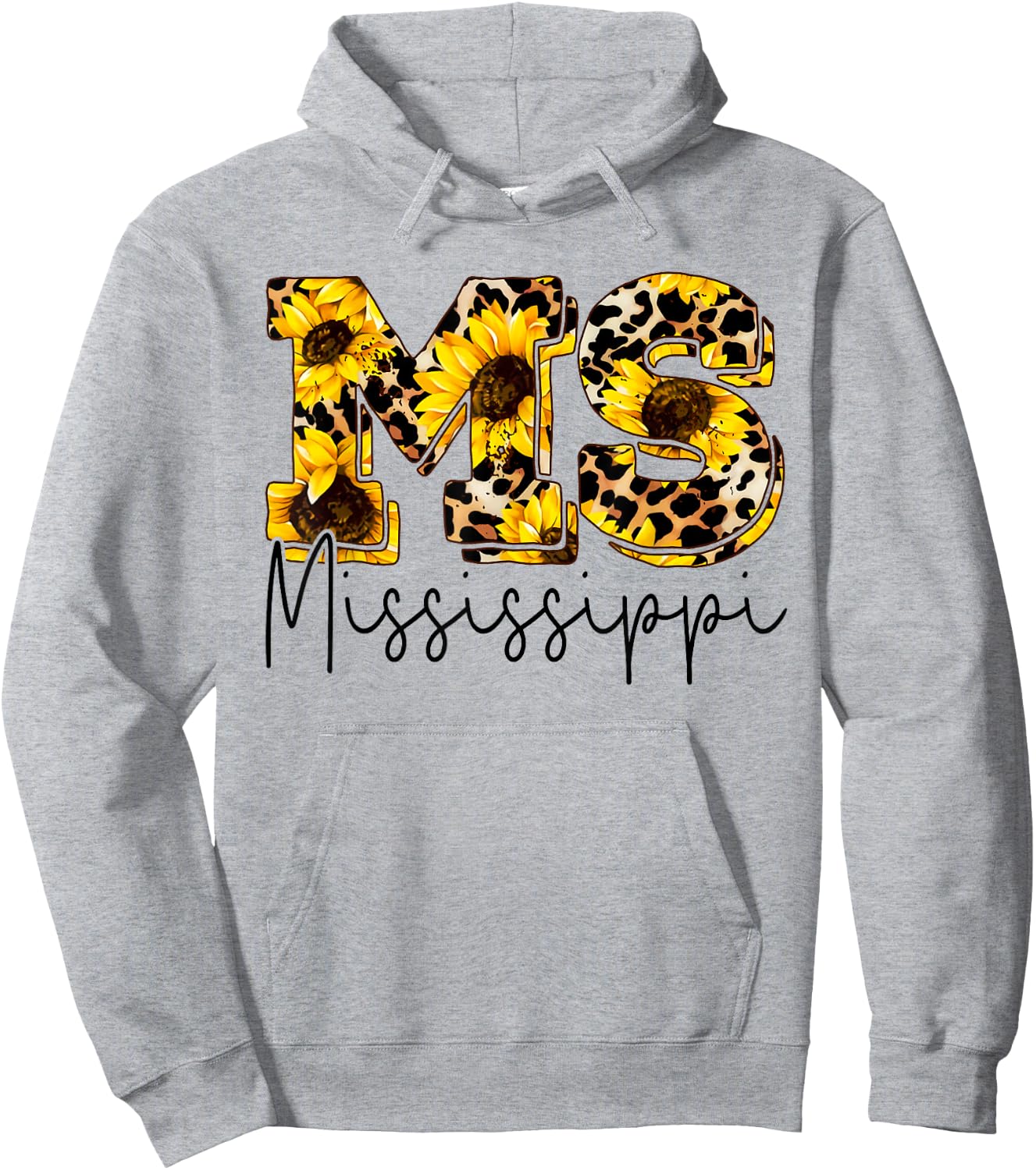 Mississippi Sunflower Leopard Print Gift Hoodie - Hoodie | Ash