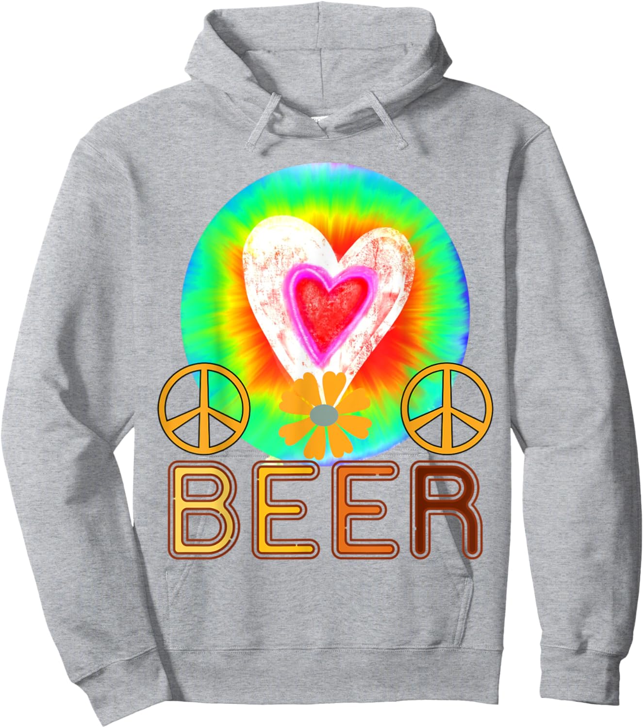 Peace Love Beer Hippie Gifts,Beer Love ,Tie Die Beer Hoodie - Hoodie | Ash