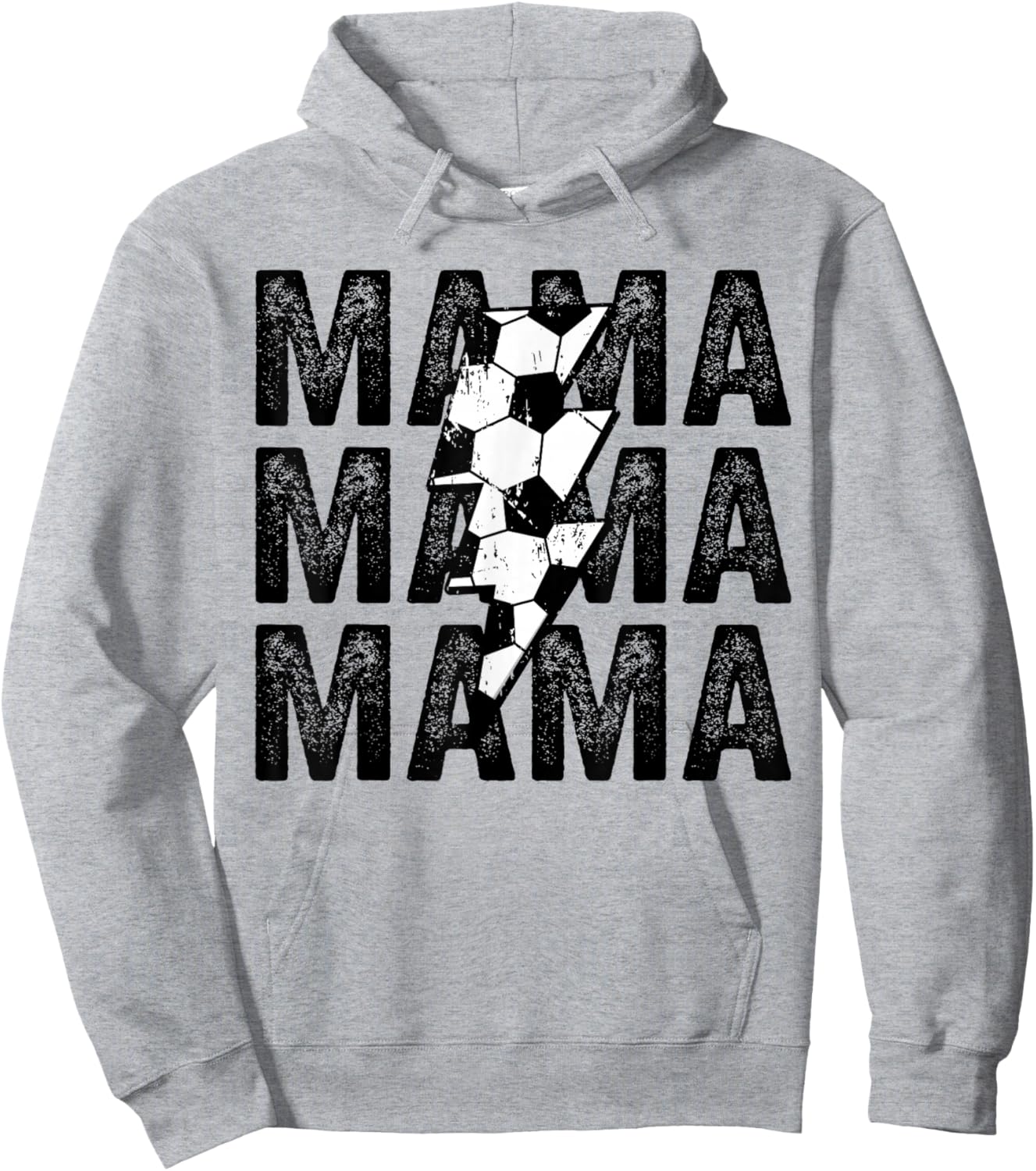 Soccer Mama Distressed Lightning Bolt Mom Hoodie - Hoodie | Ash