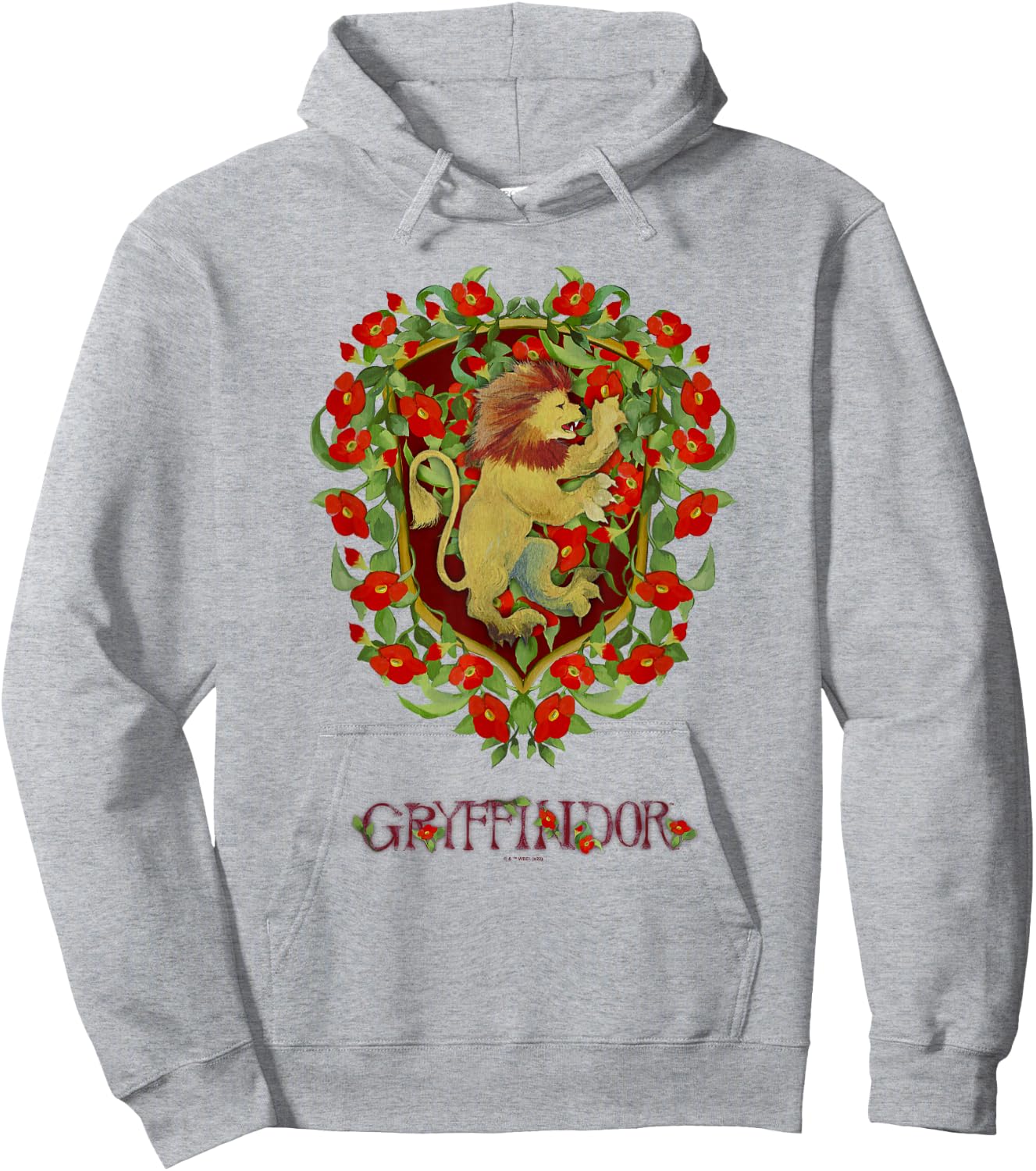 Harry Potter Floral Gryffindor Lion Watercolor Hoodie - Hoodie | Ash
