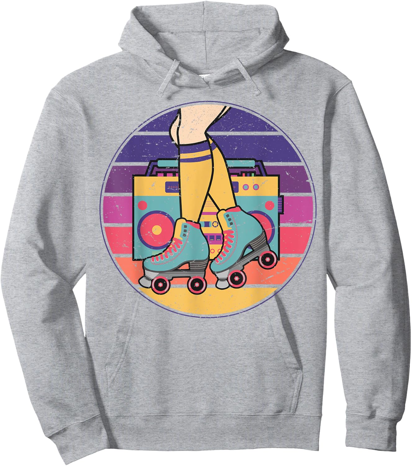 Roller Girl Skate Radio Skating Disco Retro 70s/80s Hoodie - Hoodie | Ash