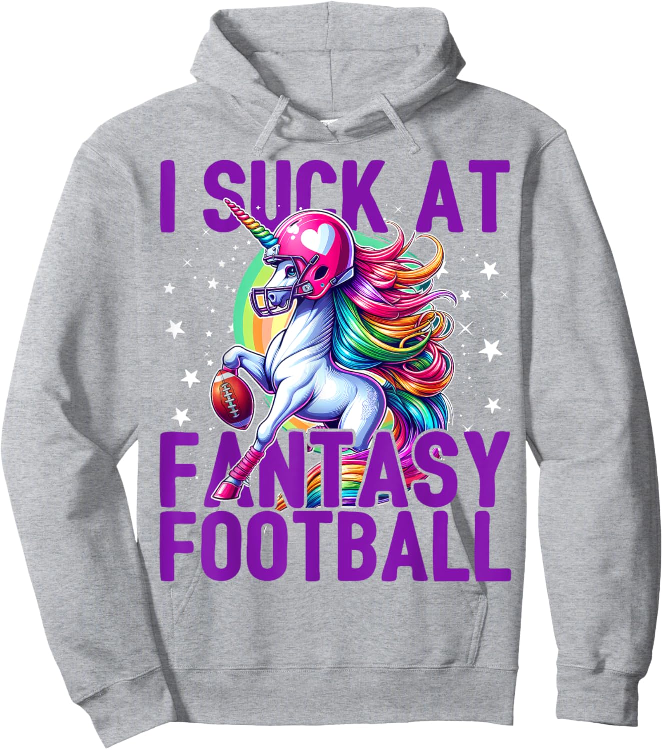 I Suck at Fantasy Football Unicorn Rainbow Loser Men Hoodie - Hoodie | Ash