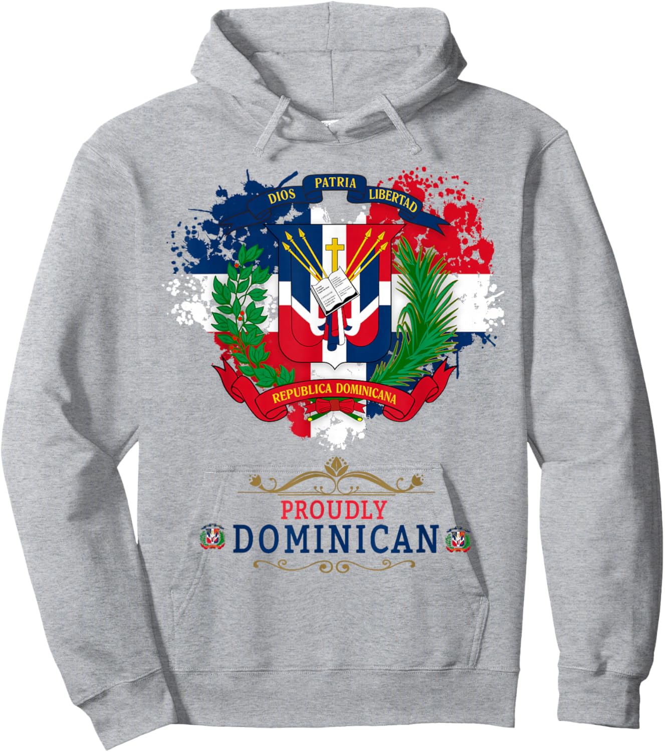 Coat of Arms Republica Dominicana For Kids & Dominican Flag Hoodie - Hoodie | Ash