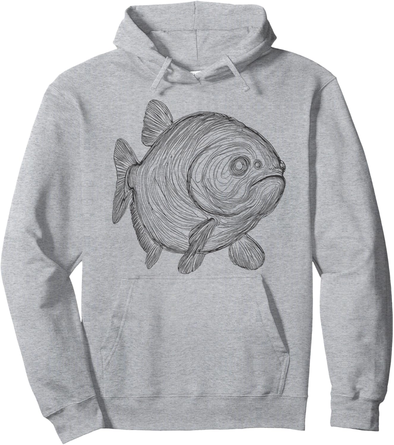 Line Art Piranha Piranhas Hoodie - Hoodie | Ash