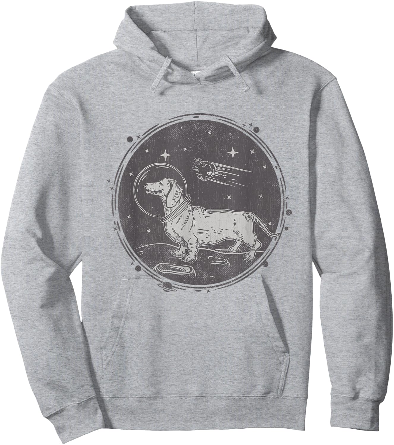 Dachshund Dog In Space Retro Dachshund Hoodie - Hoodie | Ash