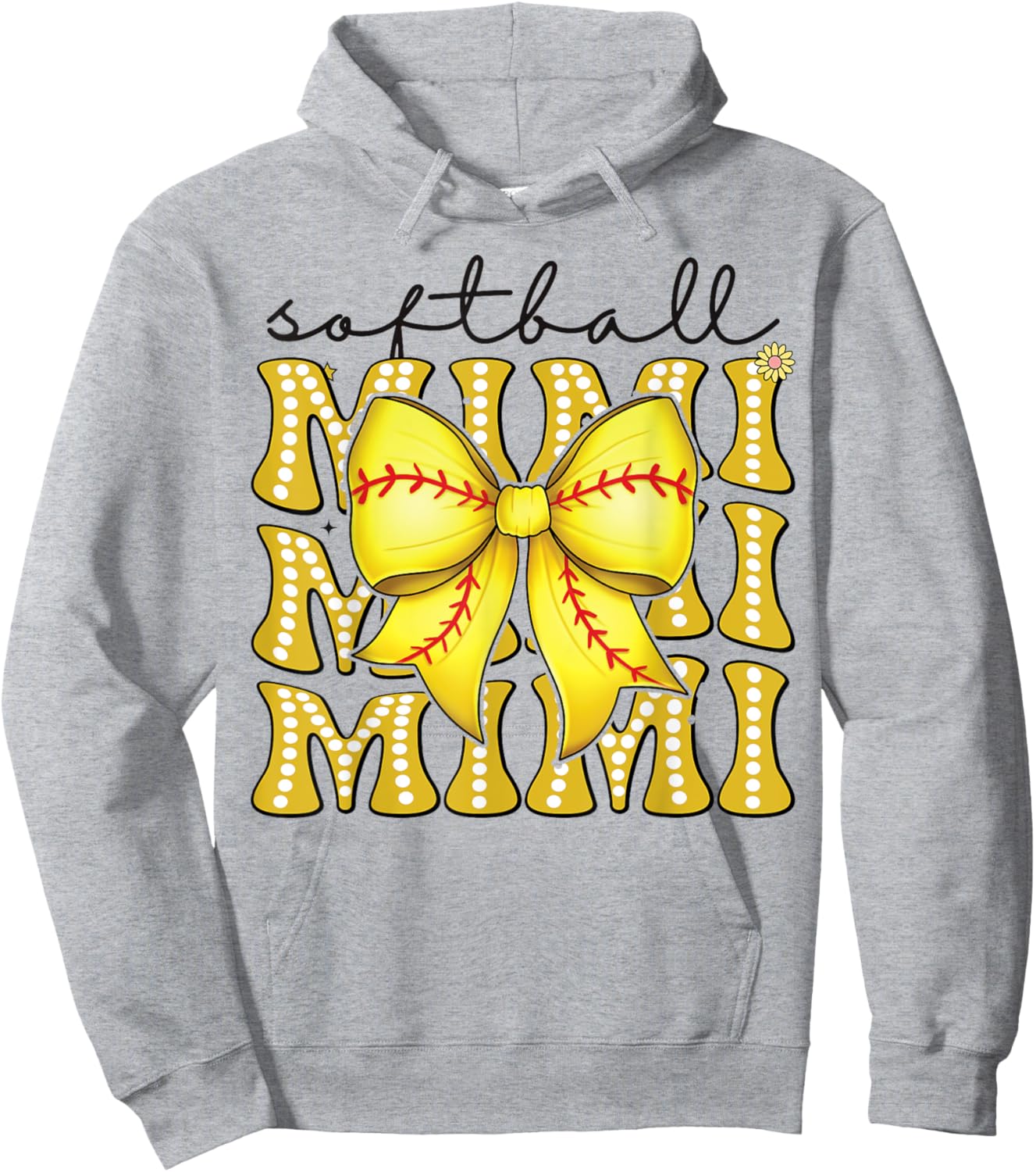 Softball Mimi Retro Softball Coquette Bow Groovy Hoodie - Hoodie | Ash