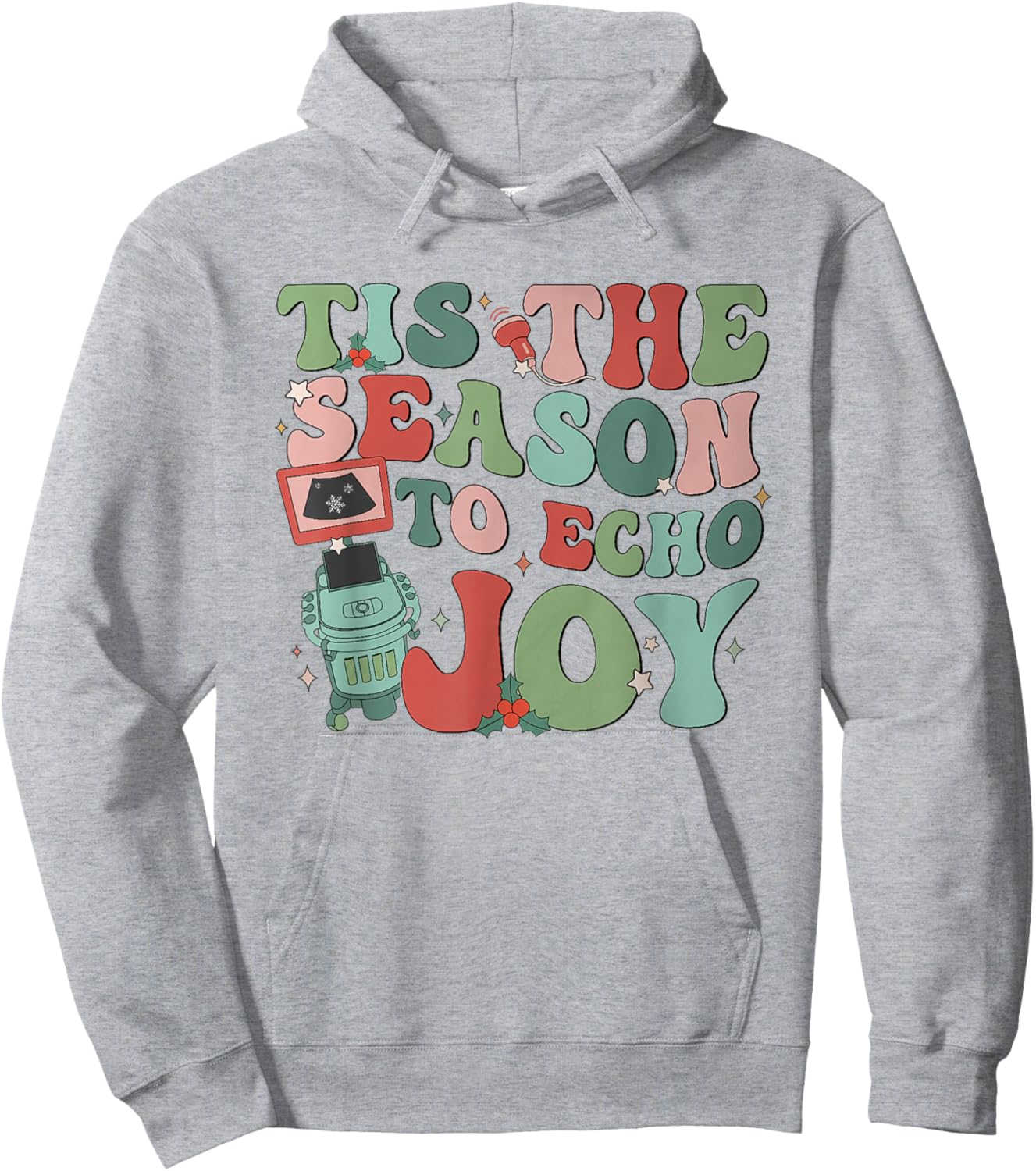 Women Retro Tis The Season To Echo Joy Sonographer Christmas Hoodie - Hoodie | Ash