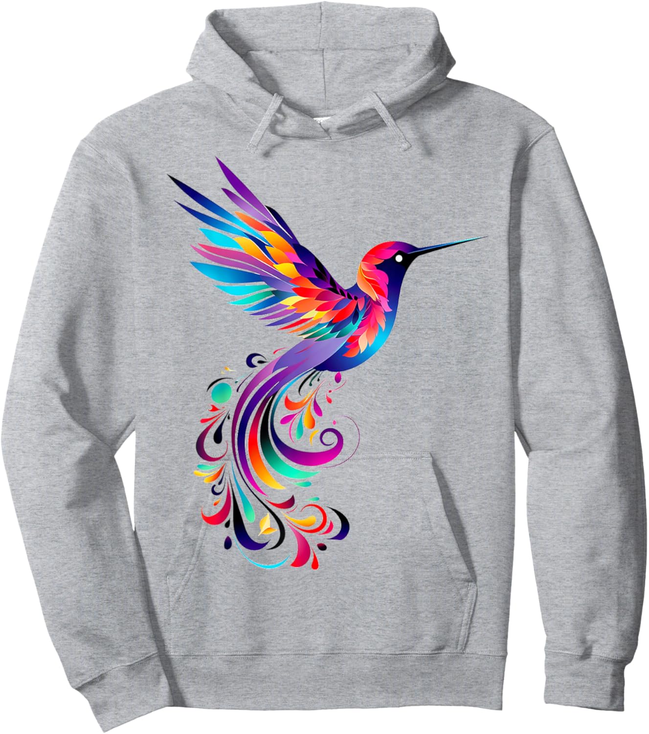 Hummingbird Colorful Motif Animal Abstract Art Hummingbird Hoodie - Hoodie | Ash