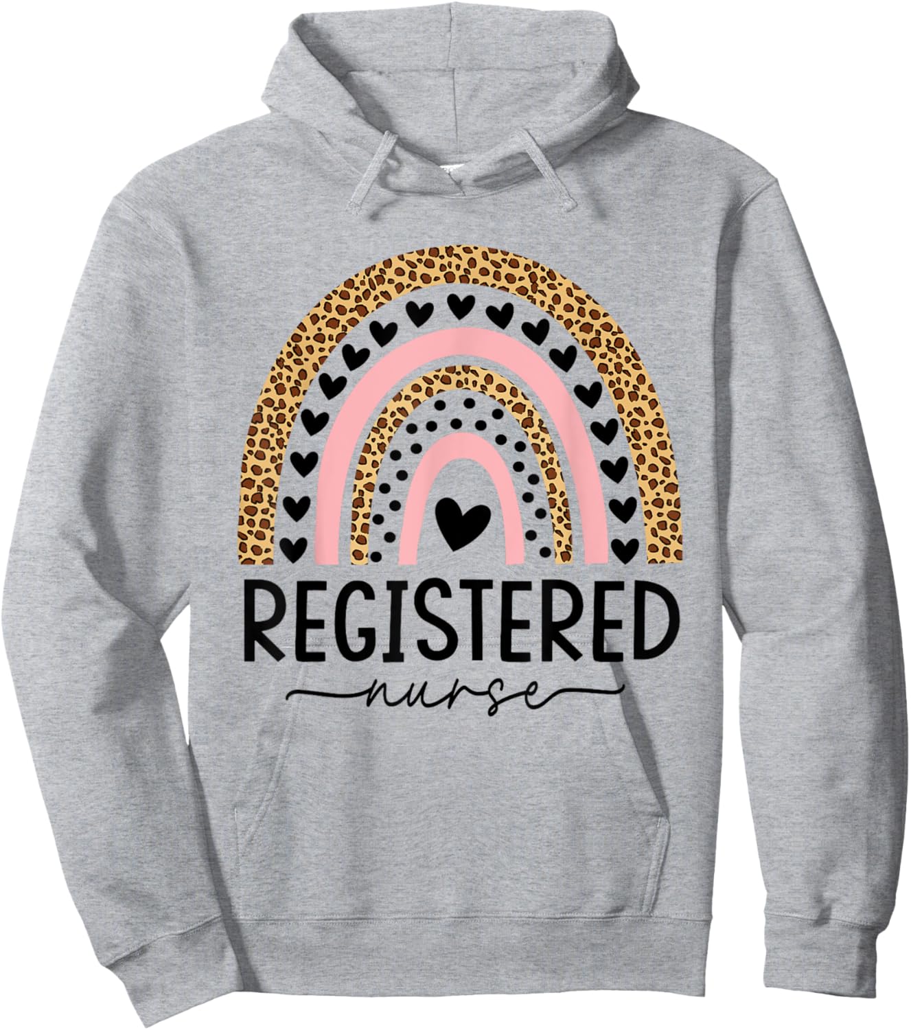 Women Registered Nurse RN Nursing Rainbow Leopard Nurse Day Hoodie - Hoodie | Ash