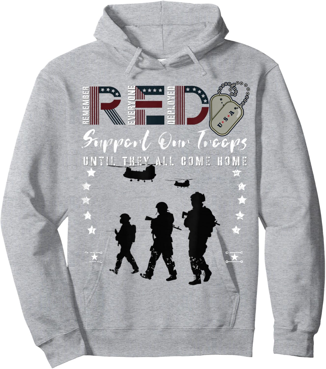 Red Friday Military On Friday We Wear Red Support Our troops Hoodie - Hoodie | Ash