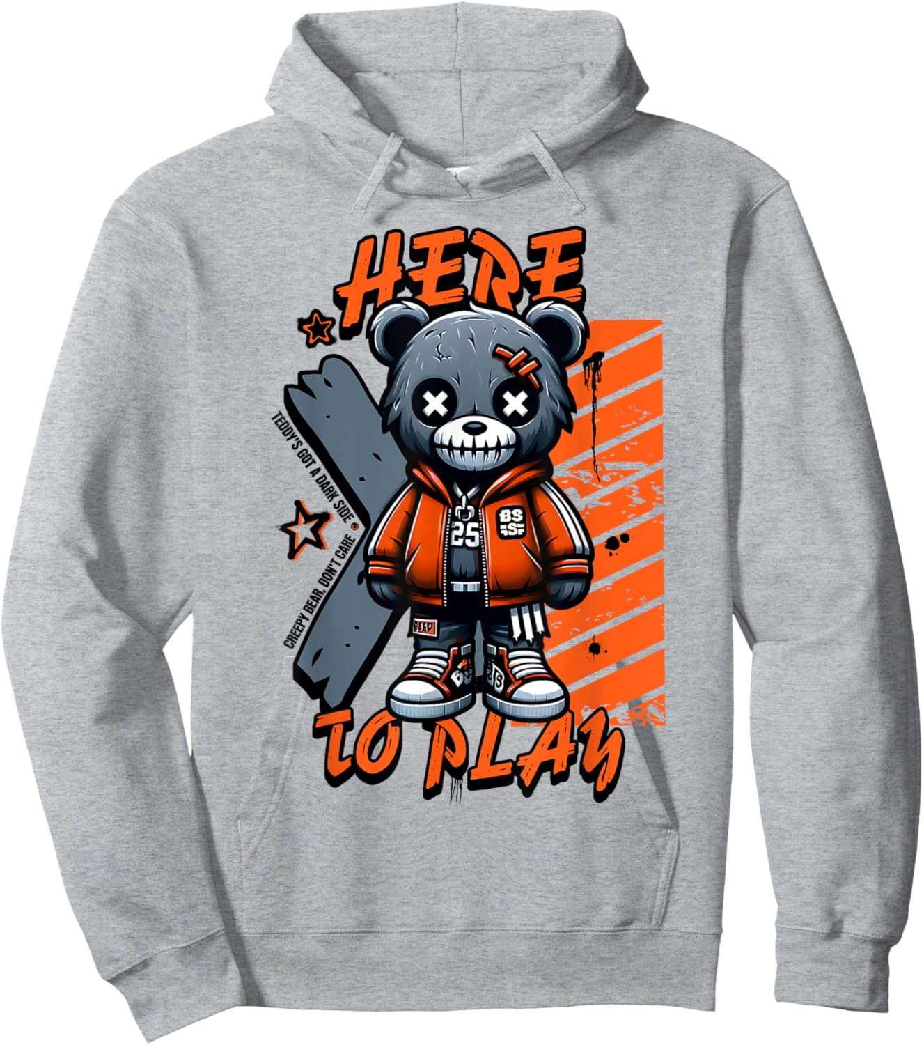 Scary Cute Teddy Bear Here to Play Pastel Goth Style Creepy Hoodie - Hoodie | Ash