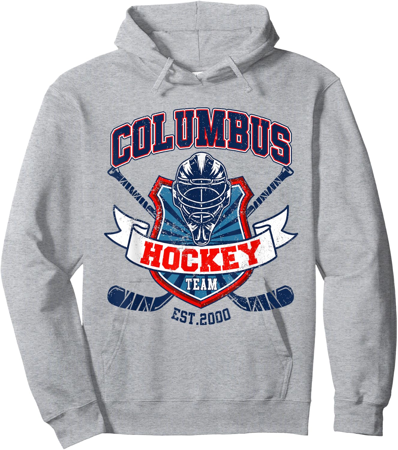 Columbus Blue Retro Jackets Hockey Vintage Ice Hockey Player Hoodie - Hoodie | Ash