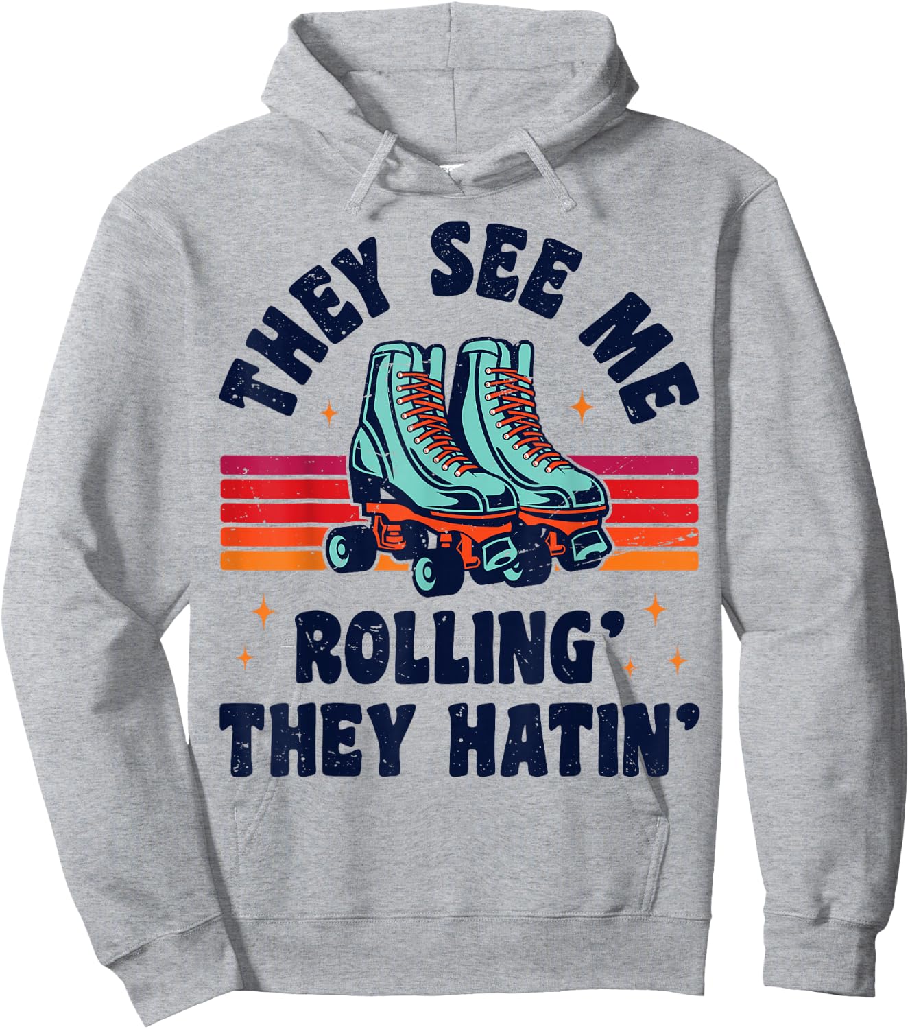 Roller Skating They See Me Rollin' They Hatin' Skater Skate Hoodie - Hoodie | Ash