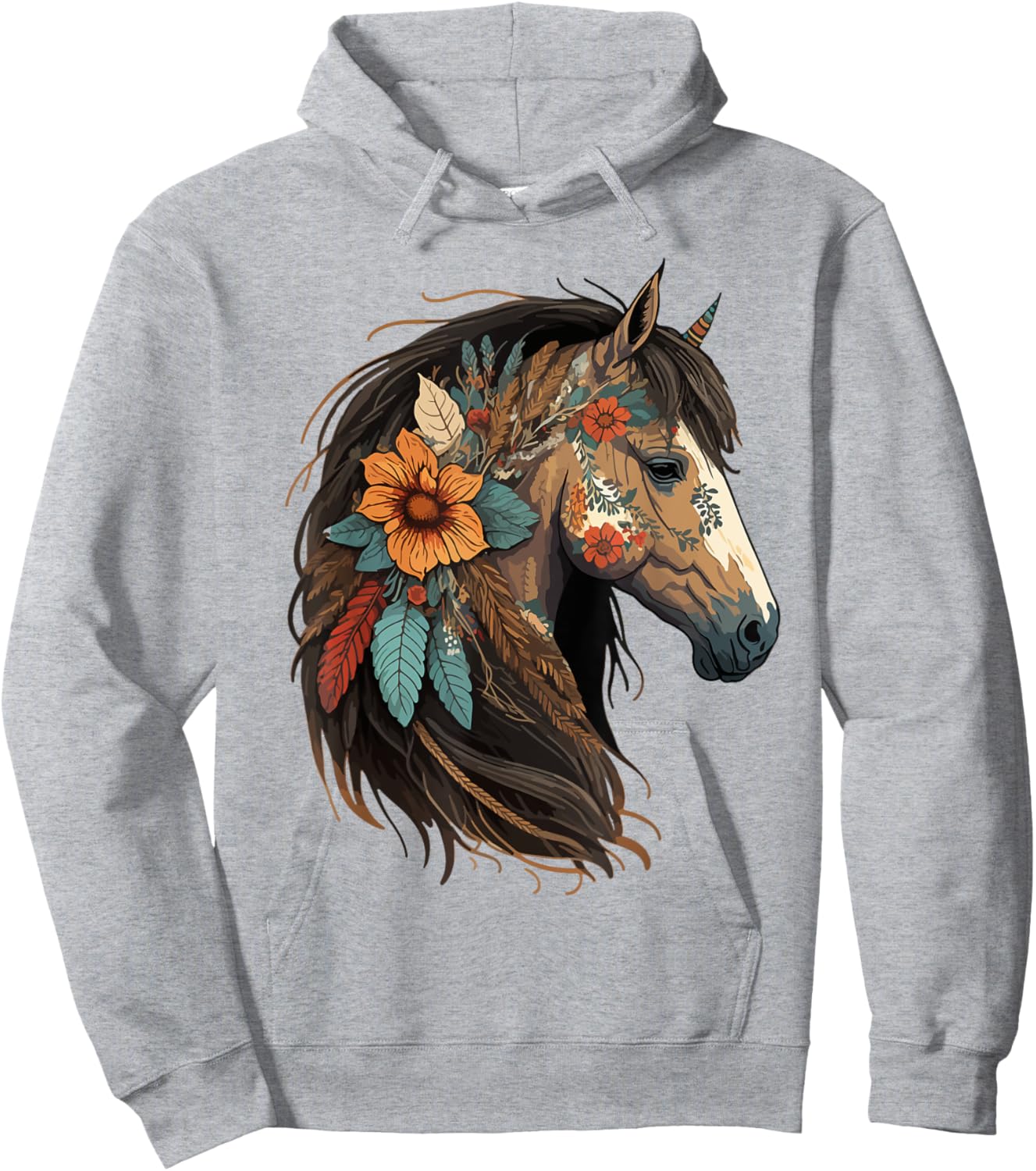 Equestrian Horse Portrait Western CowGirl Horseback Riding Hoodie - Hoodie | Ash