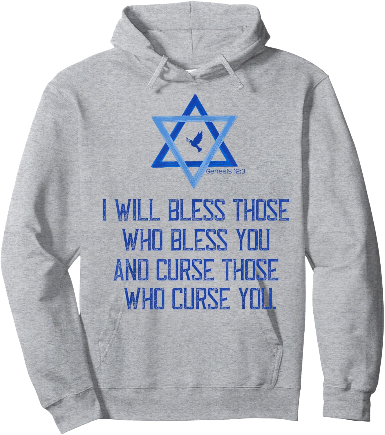 Christian Bible Genesis 12:3 Bless Israel Love Peace Support Hoodie - Hoodie | Ash