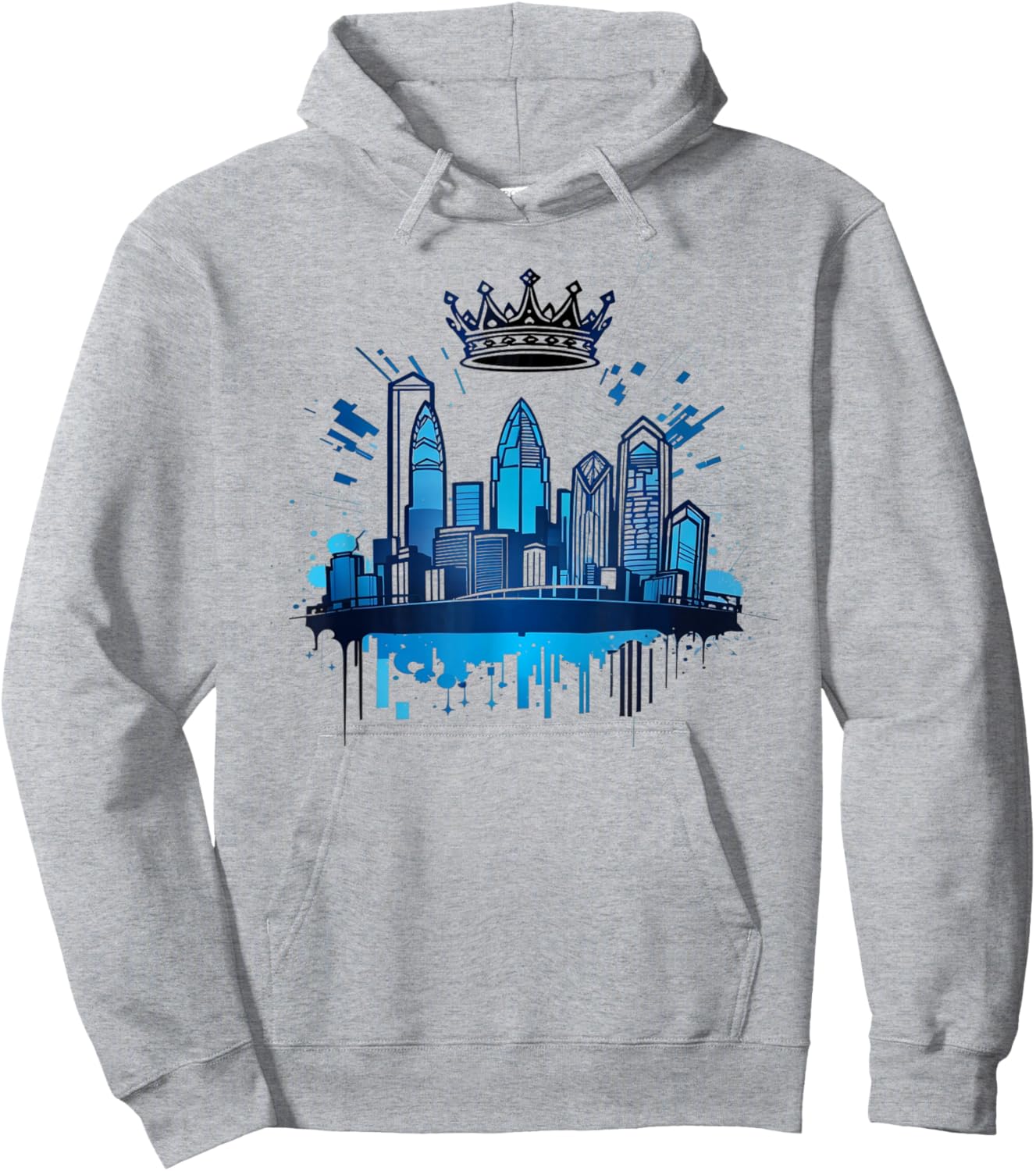 Charlotte Skyline Crown 704 Queen City Hoodie - Hoodie | Ash