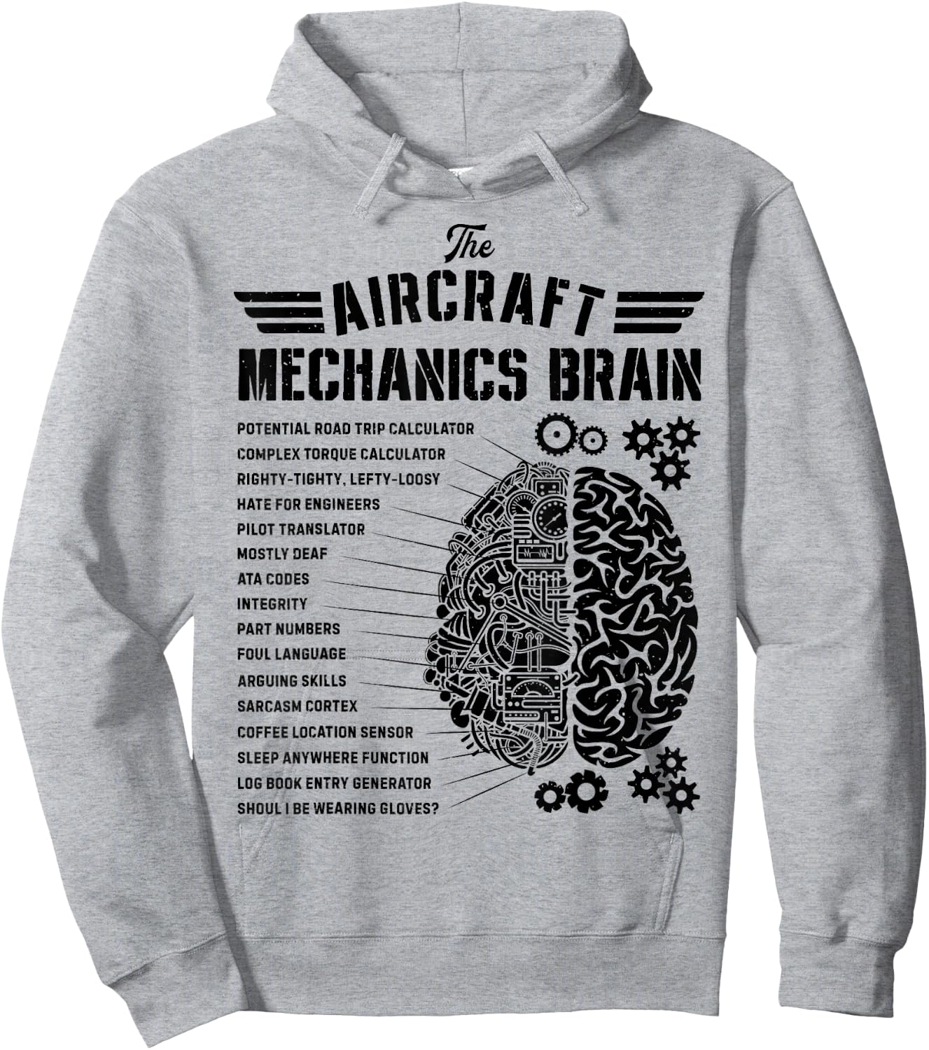 Aircraft Mechanics Brain Funny Aviation Technician Gifts Men Hoodie - Hoodie | Ash