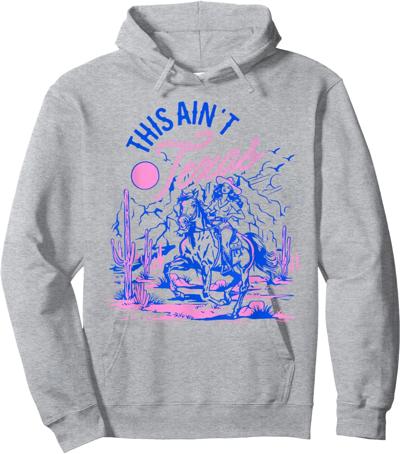 This Ain’t Texas Cowgirl Queen Bee Silhouette Texas Holdem Hoodie - Hoodie | Ash