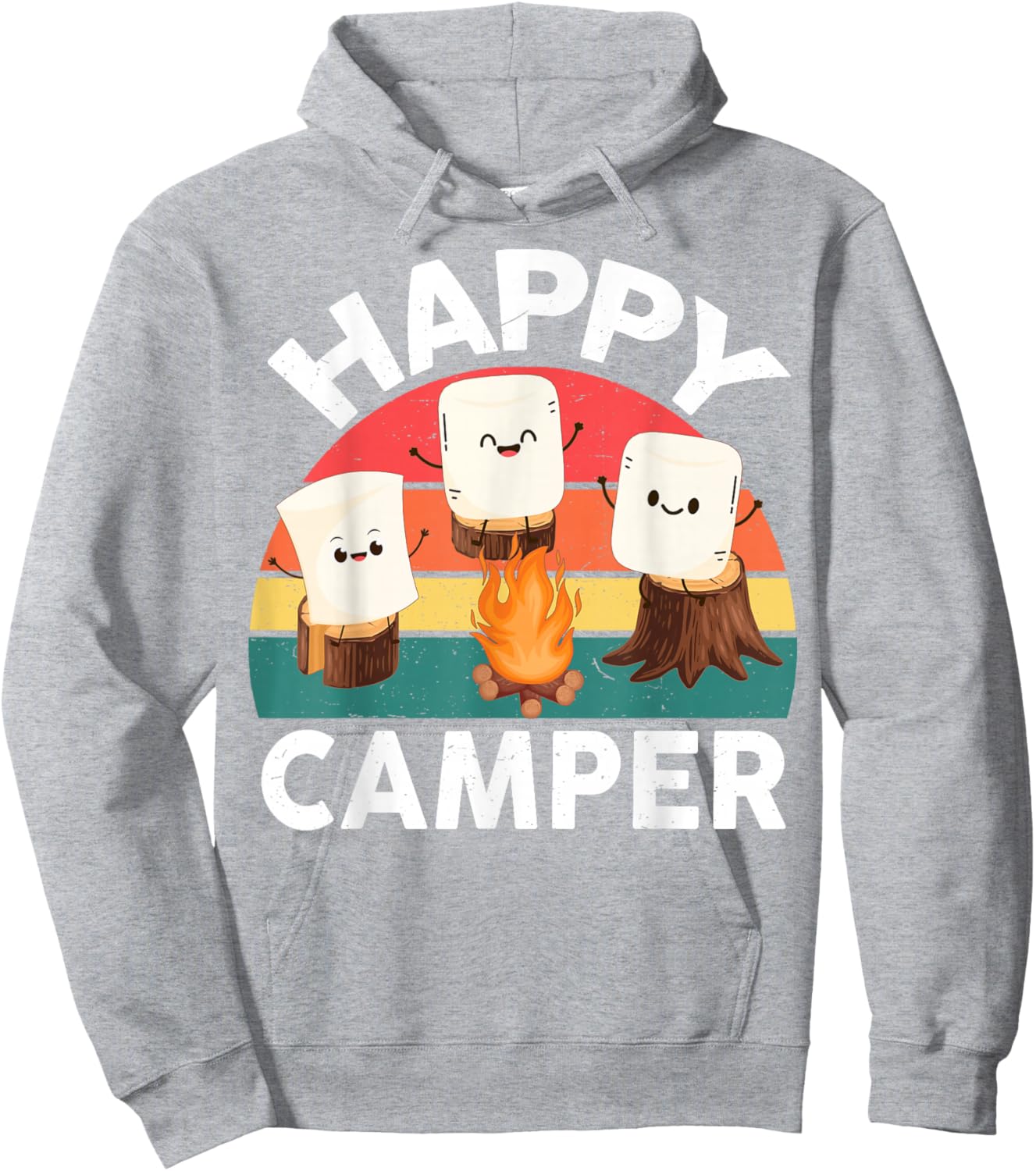 Happy Marshmallow Camper-Shirt Kids Toddler Boy Cute Camping Hoodie - Hoodie | Ash