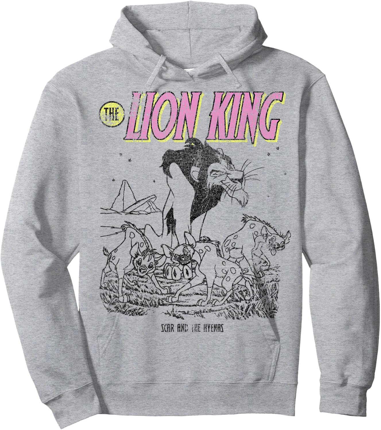 Disney The Lion King Scar And The Hyenas Outline Hoodie - Hoodie | Ash