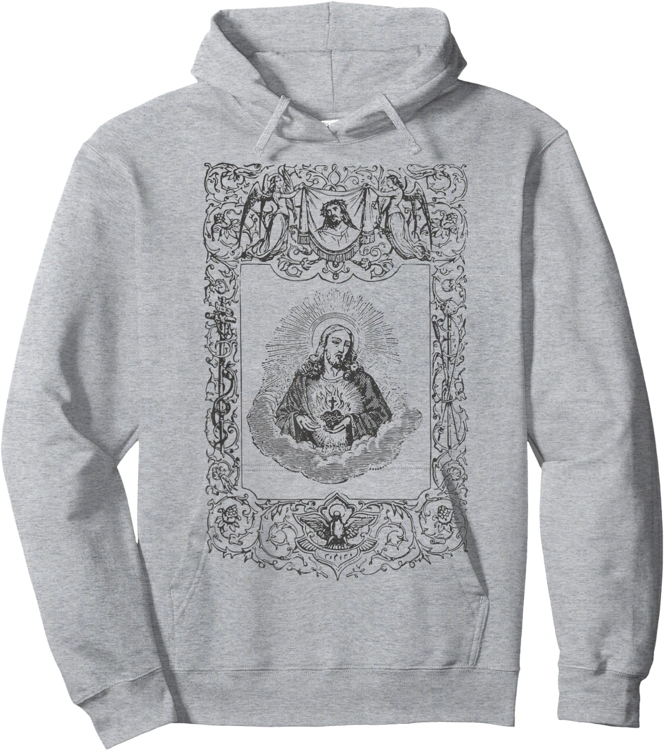 Sacred Heart of Jesus Christ Vintage Catholic Art Gifts INRI Hoodie - Hoodie | Ash