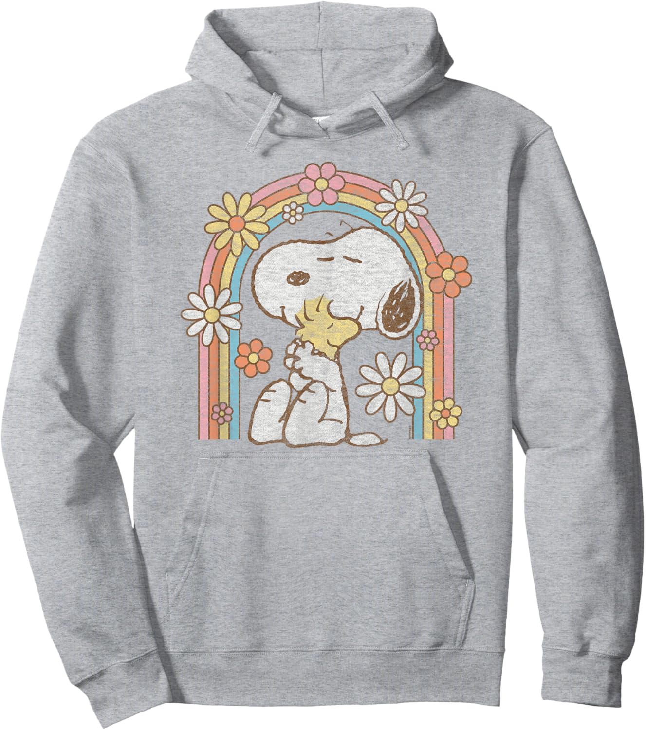 Peanuts Retro Flower Rainbow Hoodie - Hoodie | Ash