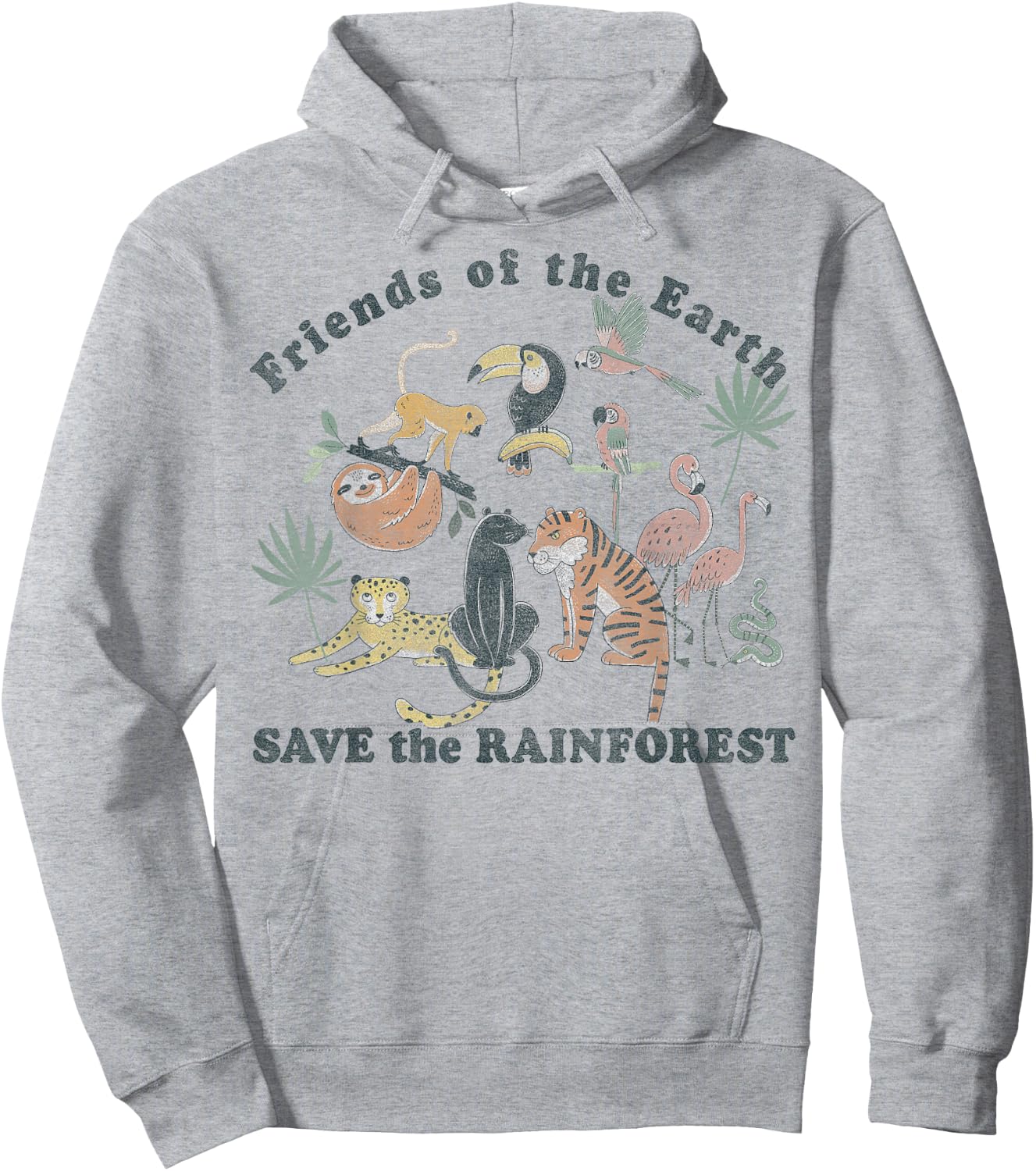 Trendy Animals Save The Rainforest Hoodie - Hoodie | Ash